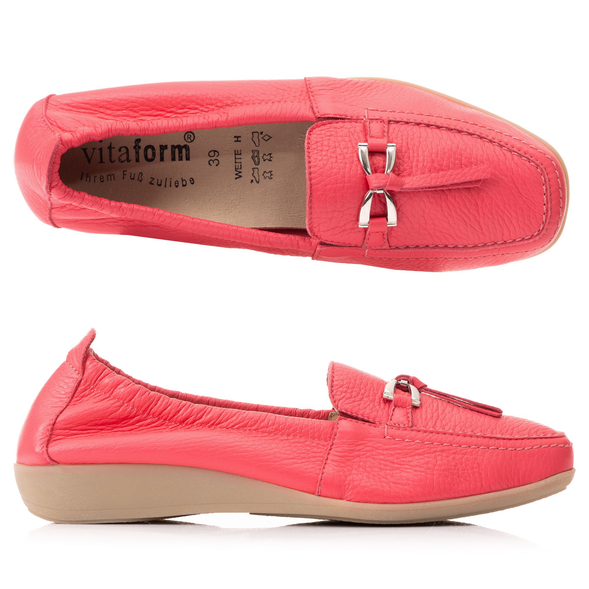 VITAFORM Damen- Mokassin Hirschleder Metall Schmucktrense Sohle Hilka