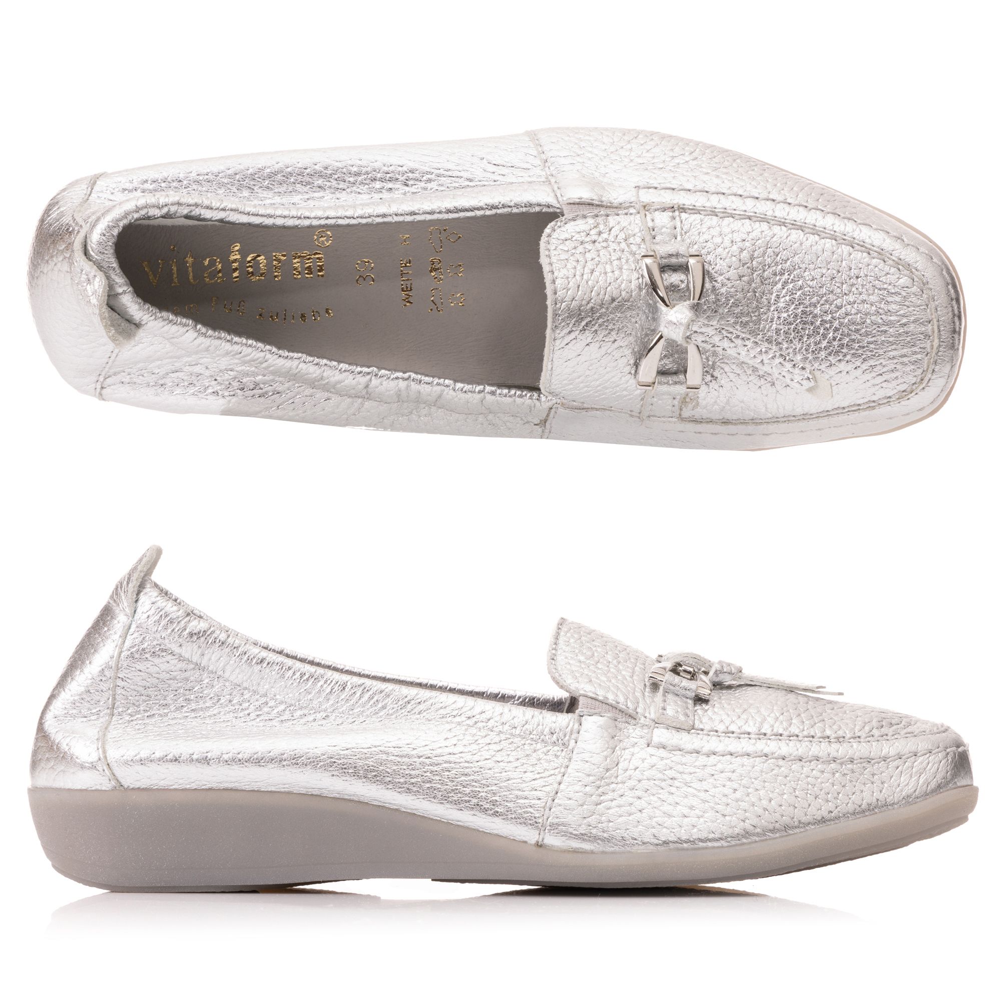 VITAFORM Damen- Mokassin Hirschleder Metall Schmucktrense Sohle Hilka