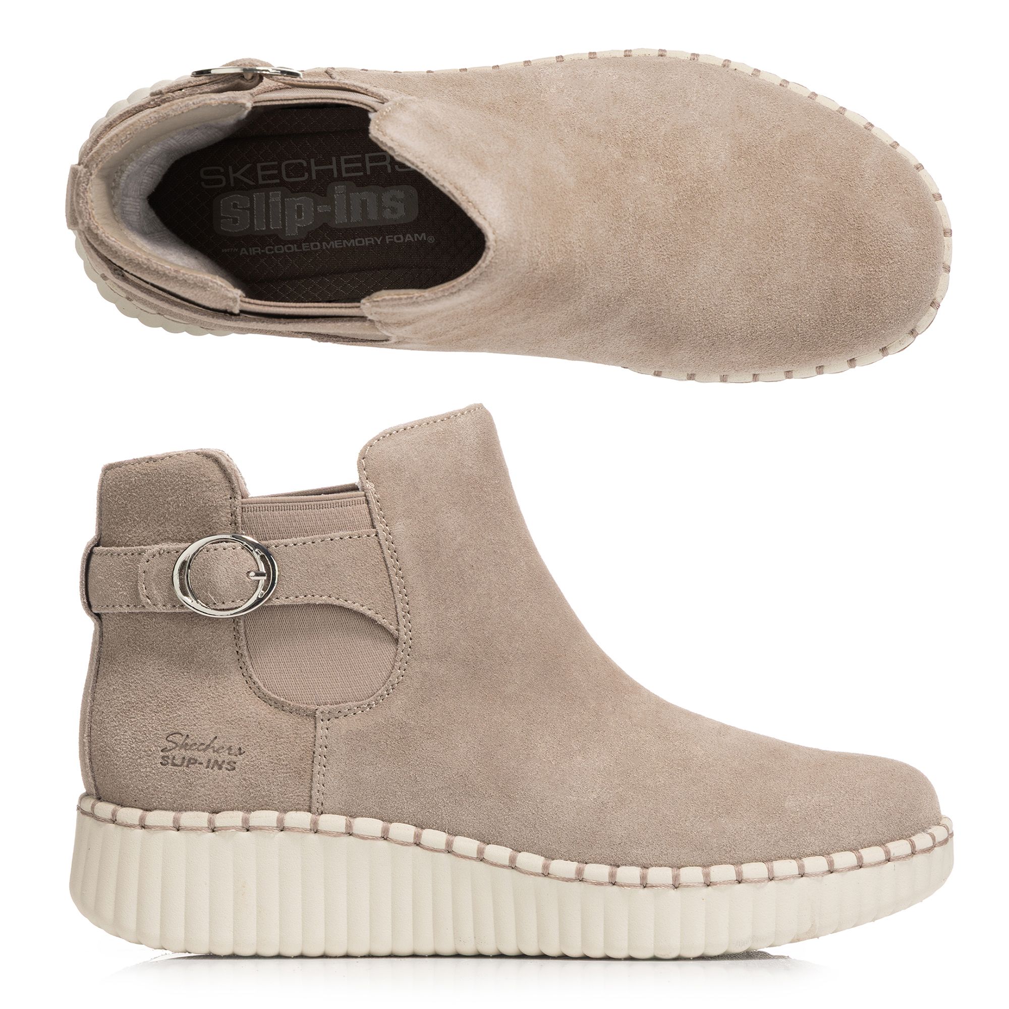 SKECHERS Damen-Stiefelette Wilshire Wildleder Hands Free Slip-ins®