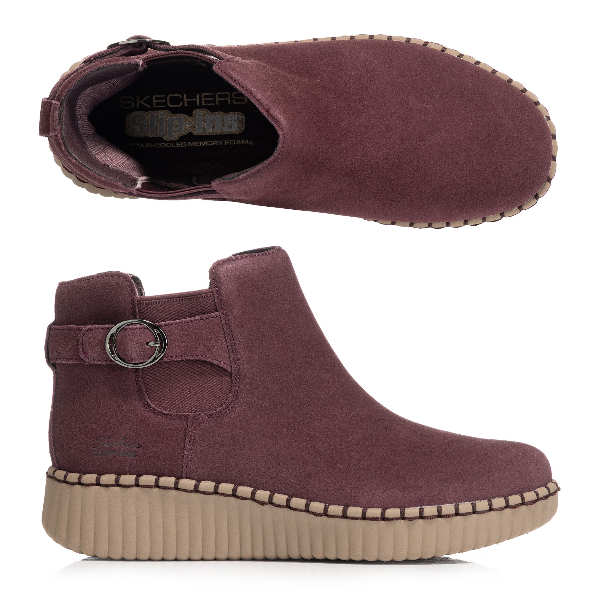SKECHERS Damen-Stiefelette Wilshire Wildleder Hands Free Slip-ins®