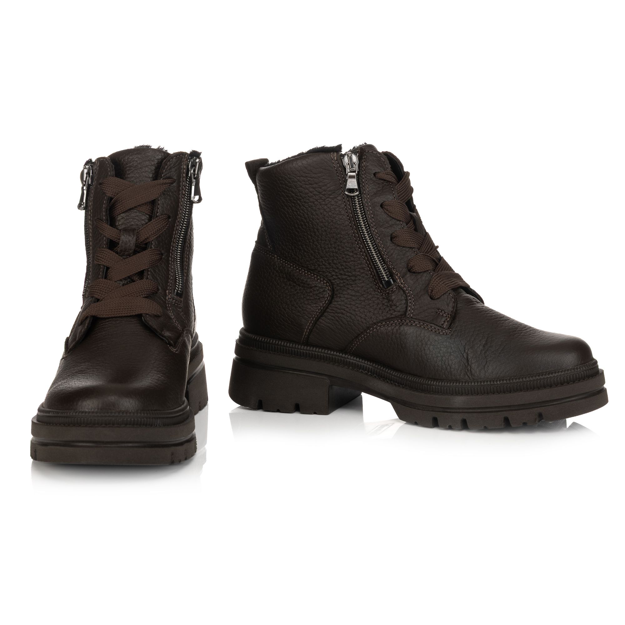 VITAFORM Damen-Stiefelette Hirschleder 2 Reißverschlüsse Profilsohle