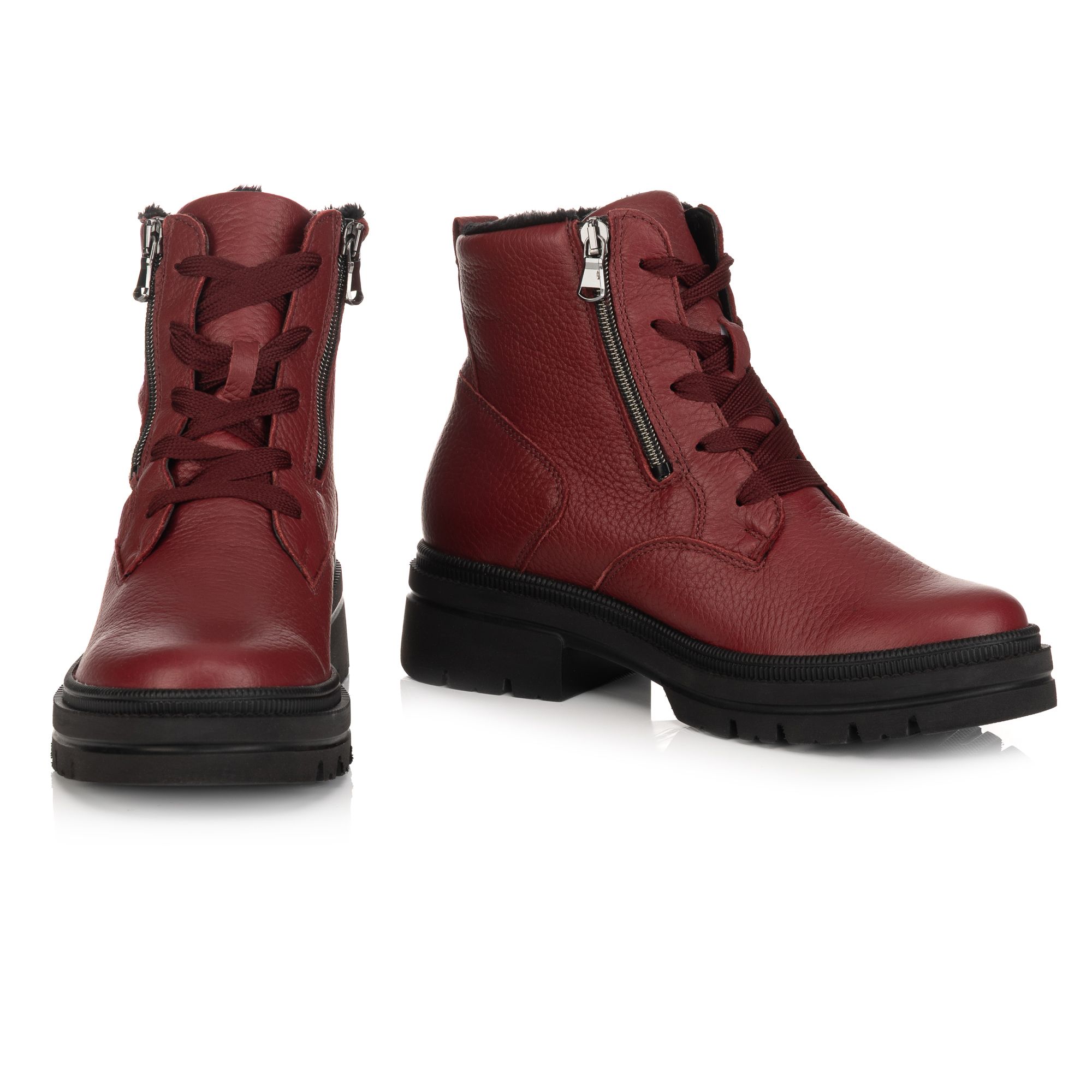 VITAFORM Damen-Stiefelette Hirschleder 2 Reißverschlüsse Profilsohle