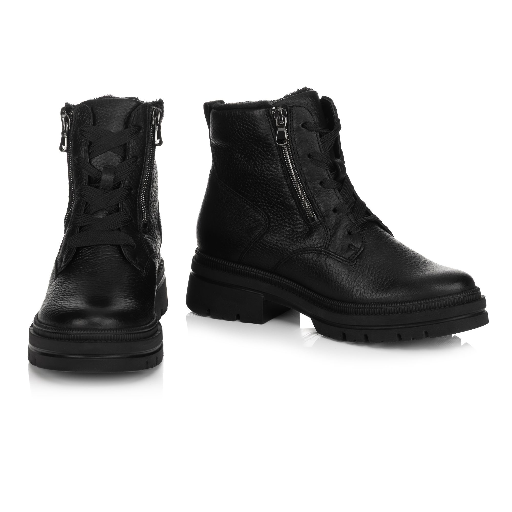 VITAFORM Damen-Stiefelette Hirschleder 2 Reißverschlüsse Profilsohle