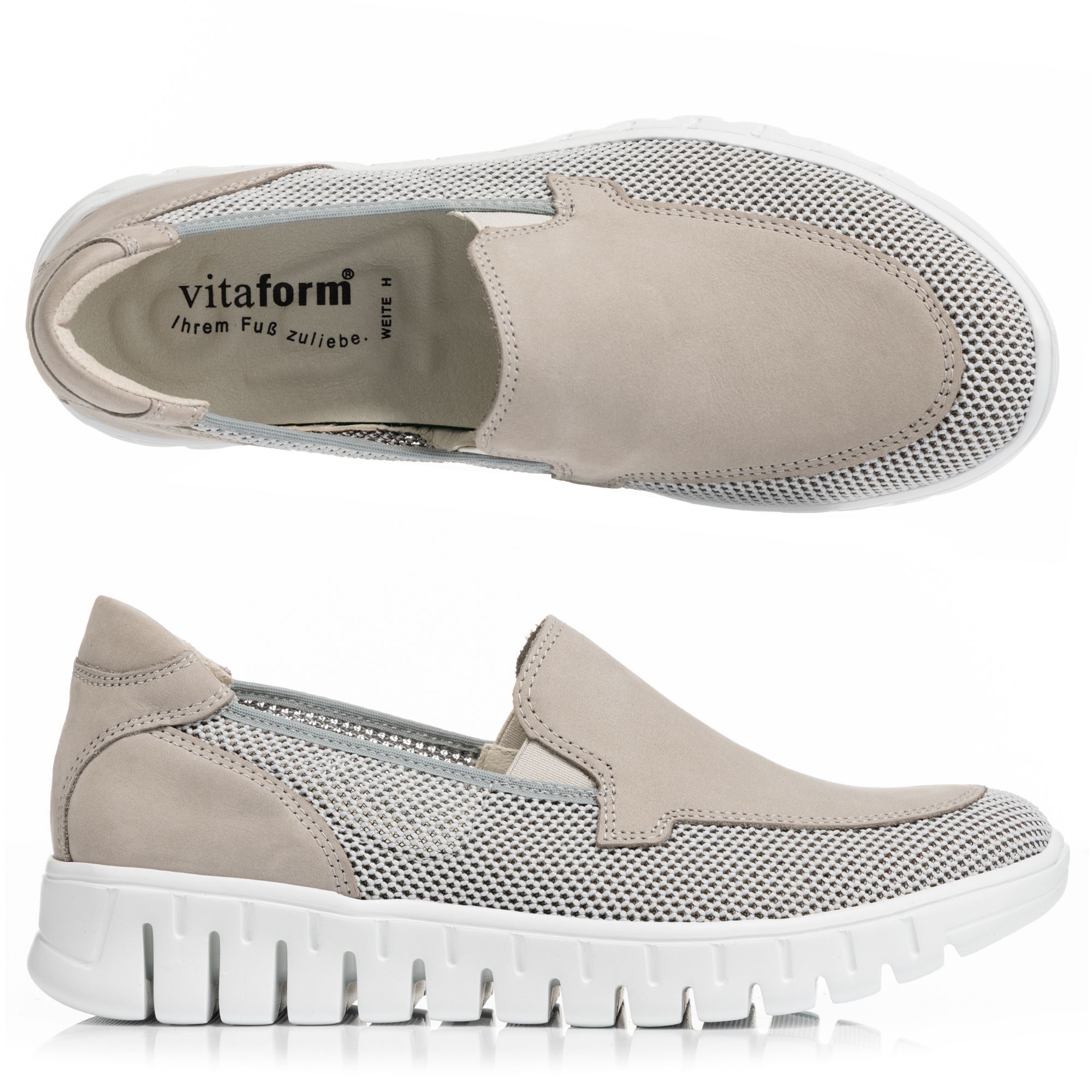 VITAFORM Damen- Slipper Textil/ Leder Mesh Leichtsohle