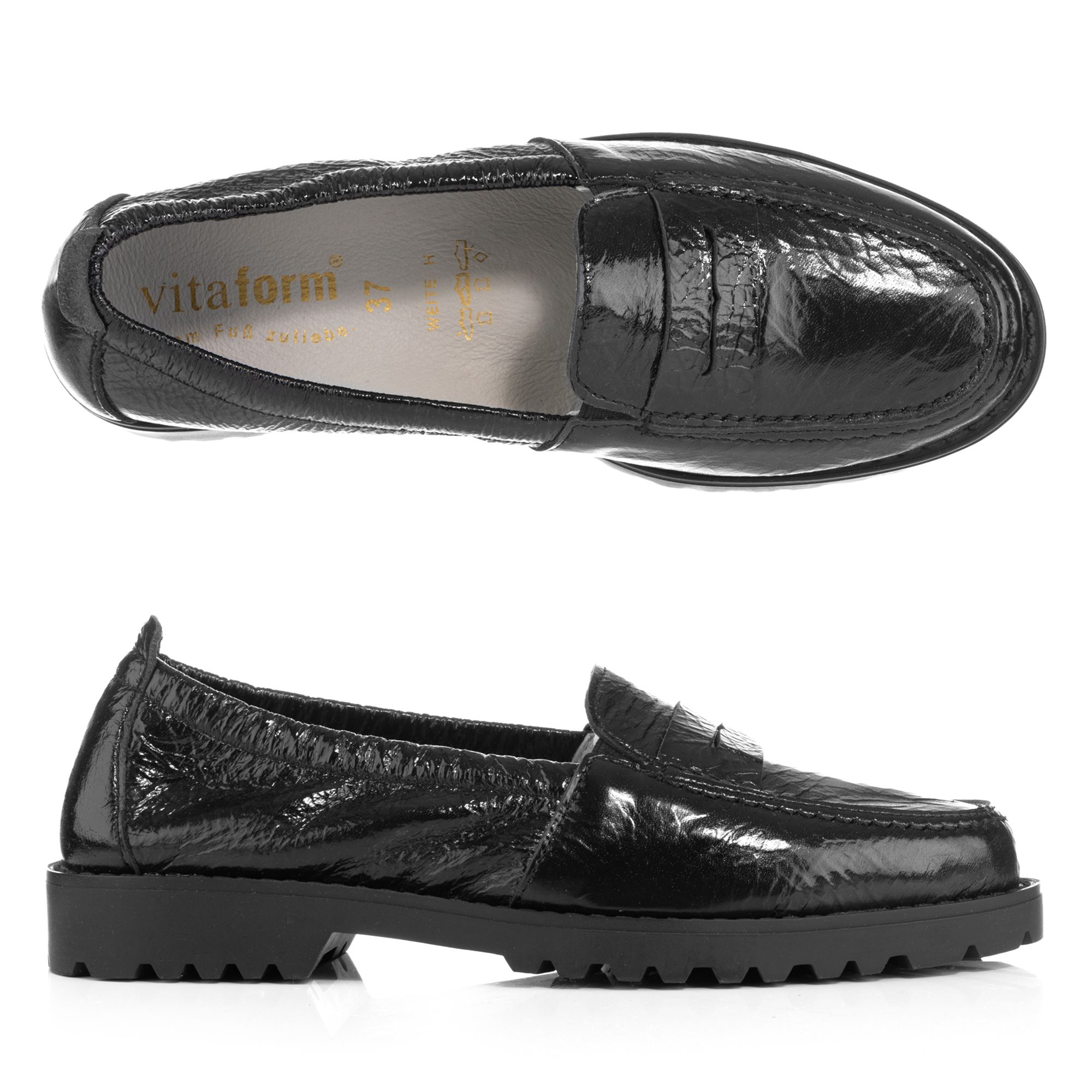 VITAFORM Damen-Slipper Hirschlackleder tonige Sohle Sohle Tara