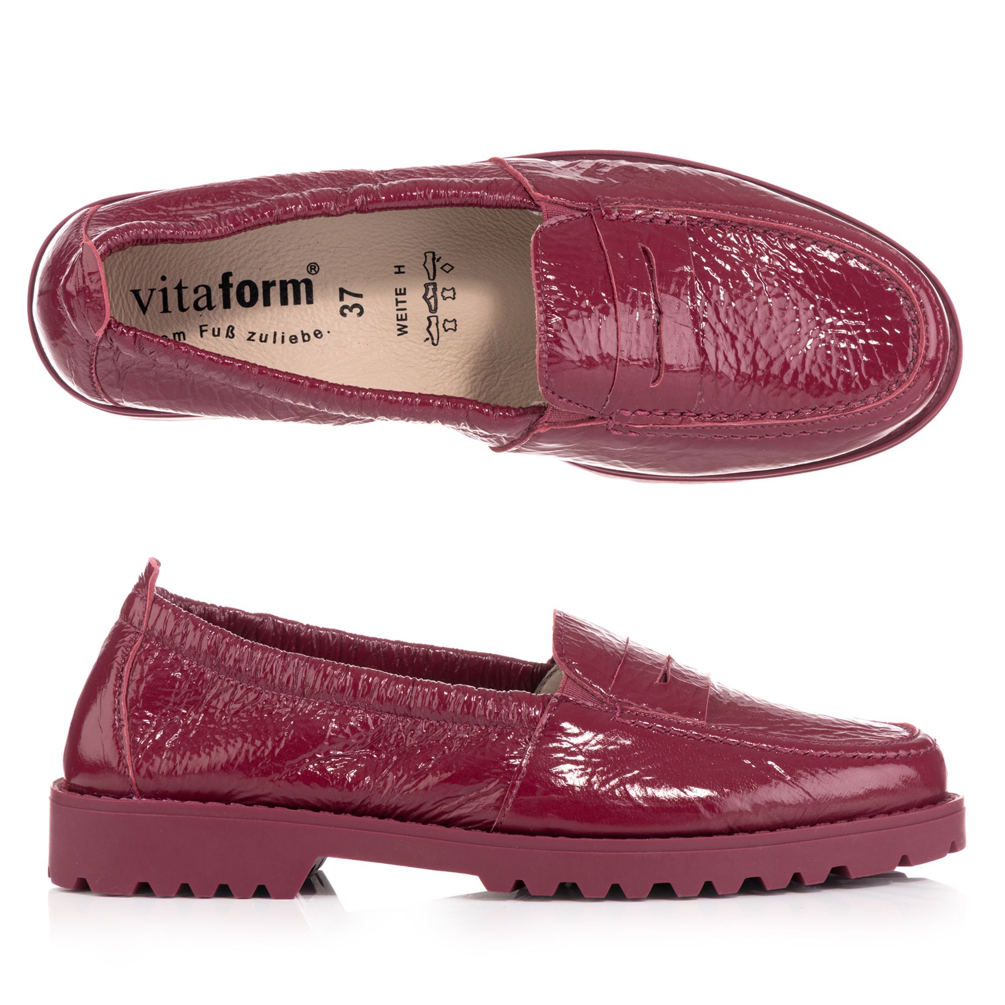 VITAFORM Damen-Slipper Hirschlackleder tonige Sohle Sohle Tara