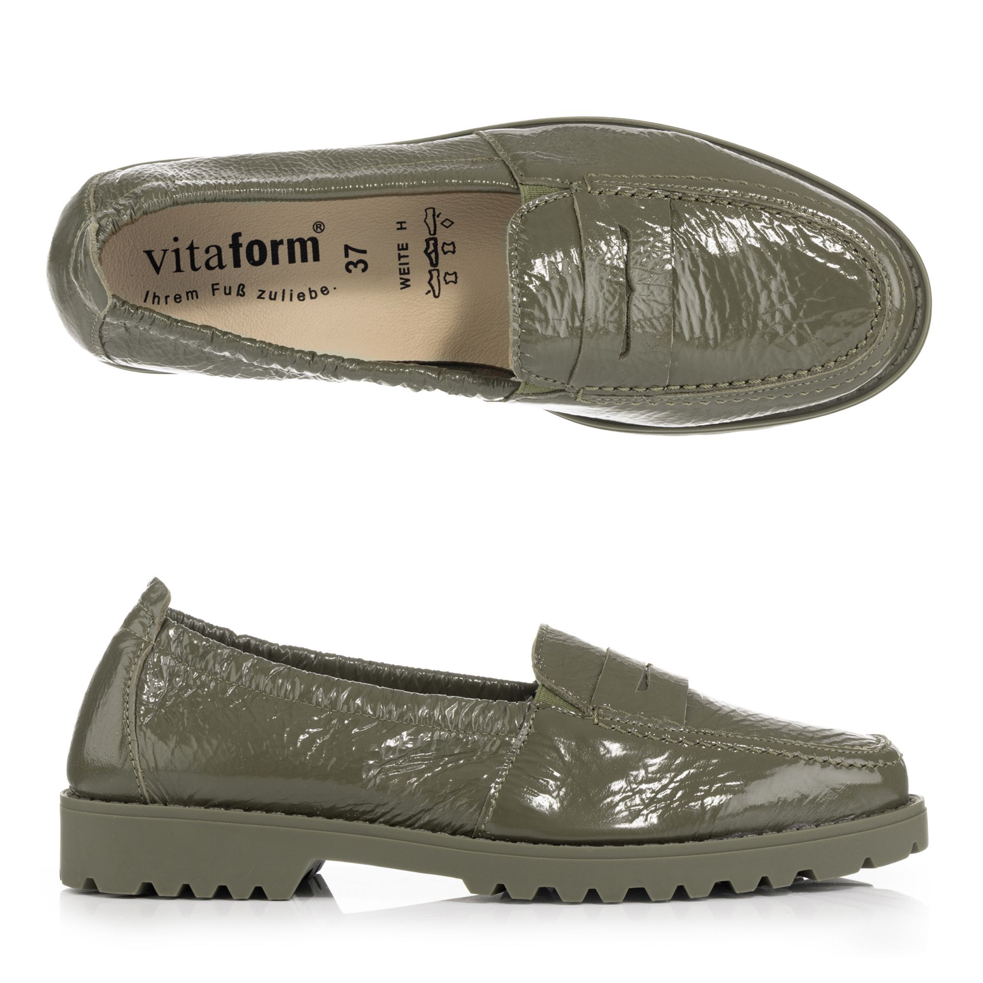 VITAFORM Damen-Slipper Hirschlackleder tonige Sohle Sohle Tara