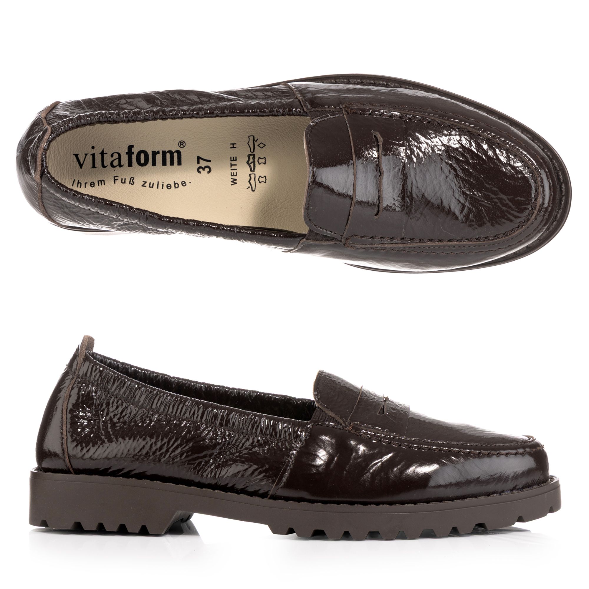 VITAFORM Damen-Slipper Hirschlackleder tonige Sohle Sohle Tara