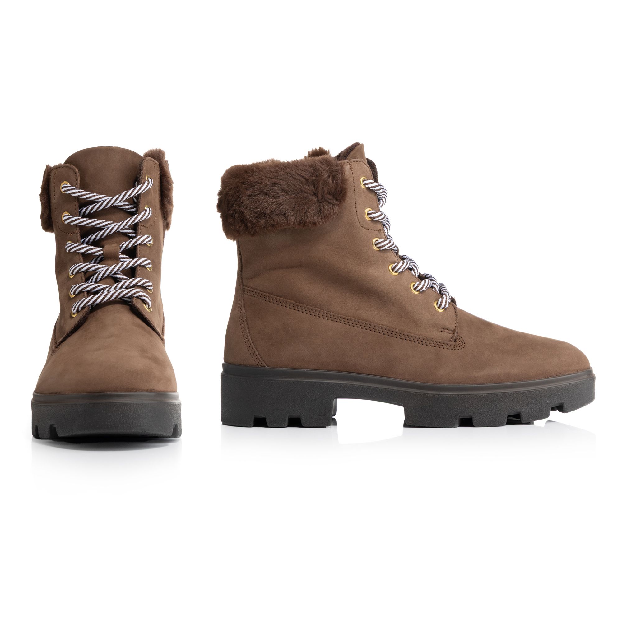 VITAFORM Damen-Stiefel Nubukleder Fellrand Sohle Antonia