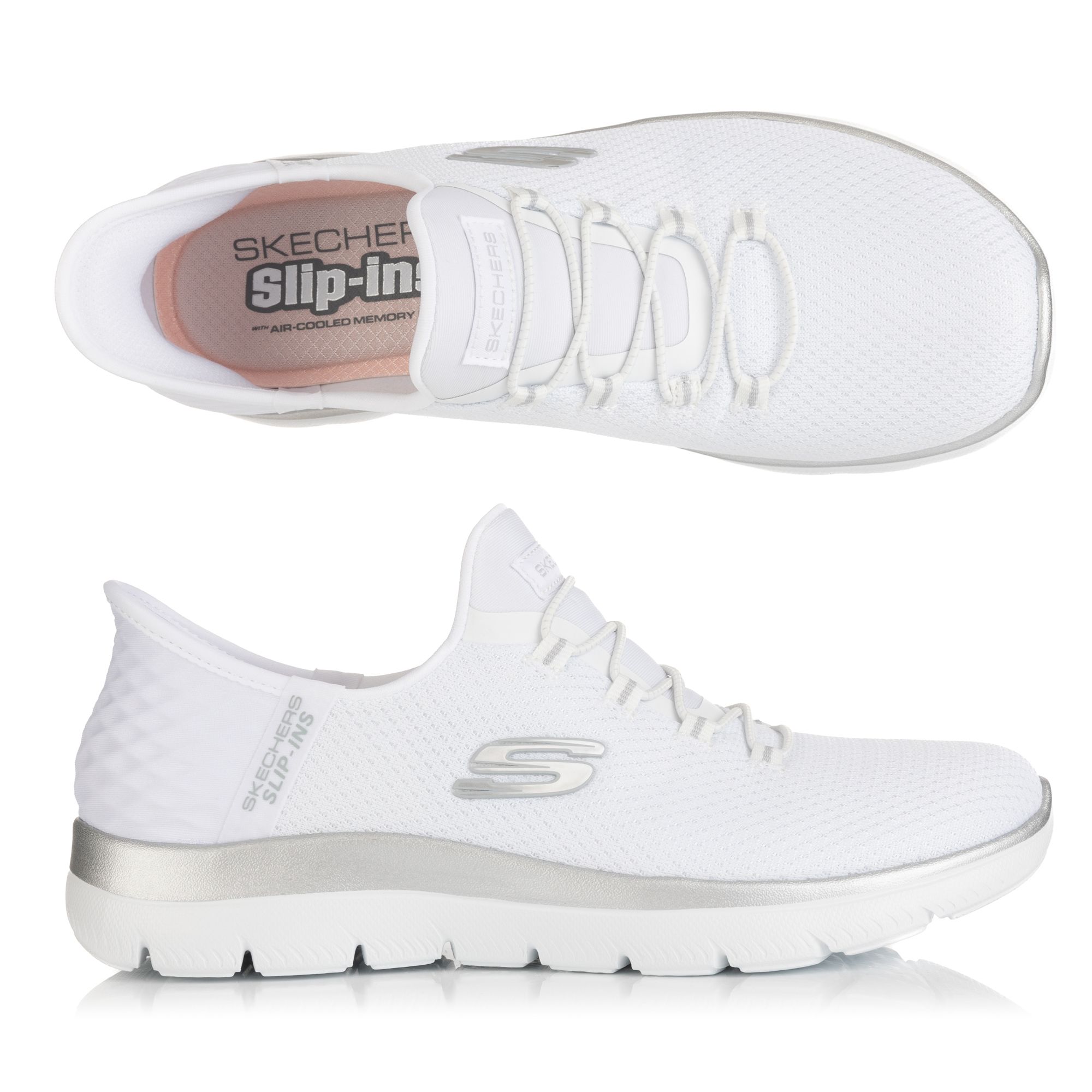 SKECHERS Damen-Sneaker Summits Diamond Bungee Schnürung Hands Free Slip-ins™