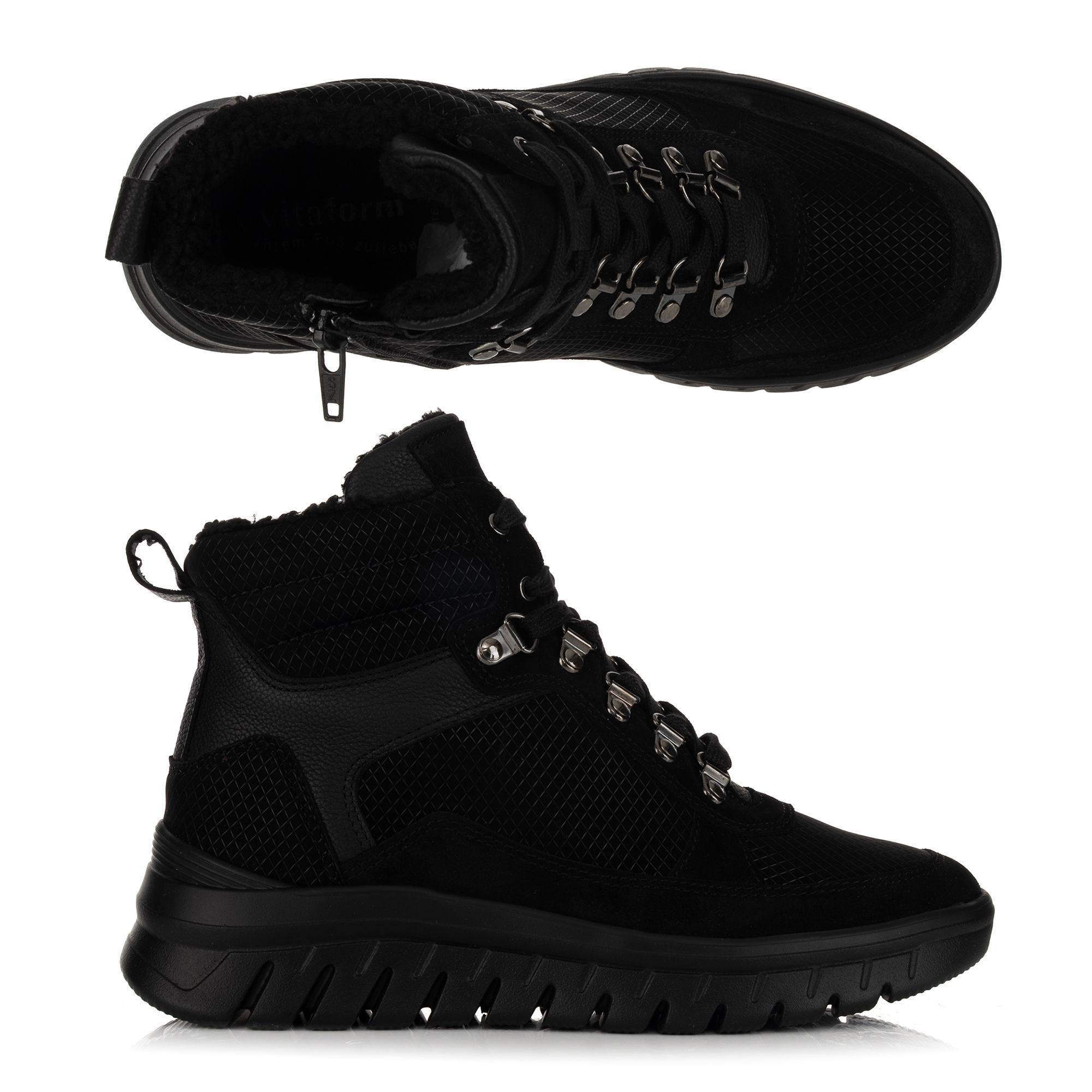 VITAFORM Damen-Stiefelette Leder/Textil Reißverschluss Leichtsohle