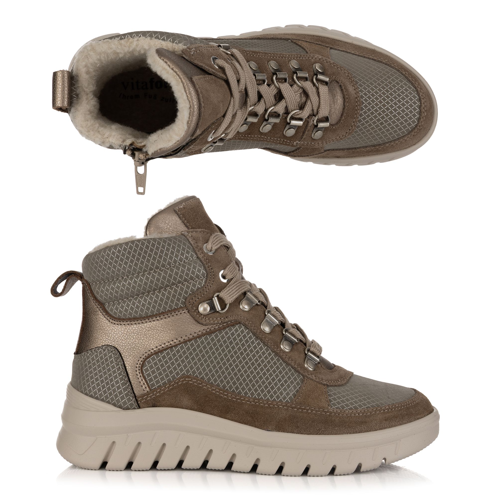 VITAFORM Damen-Stiefelette Leder/Textil Reißverschluss Leichtsohle