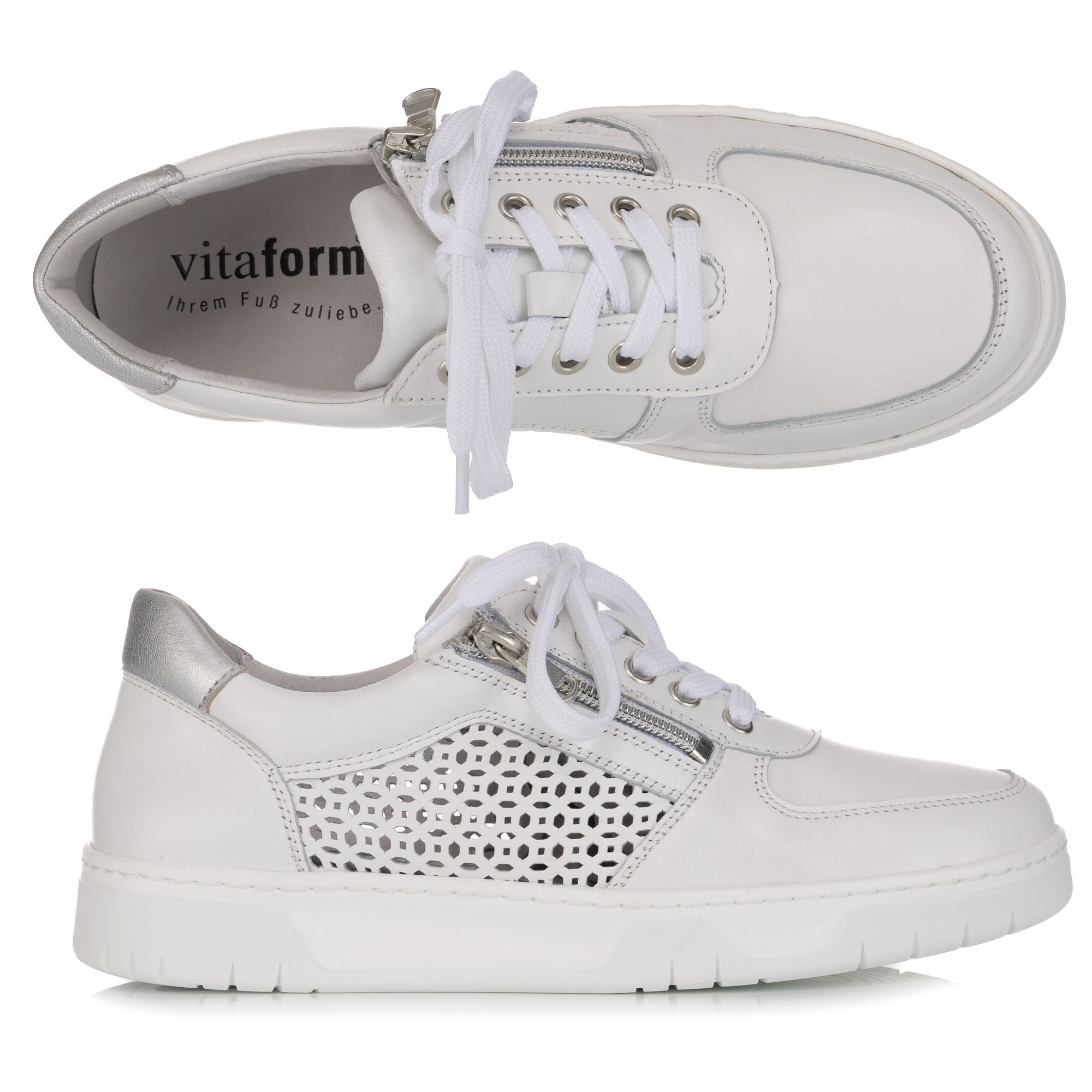 VITAFORM Damen-Sneaker Softnappa seitl. Reißverschluss überzogenes Fußbett