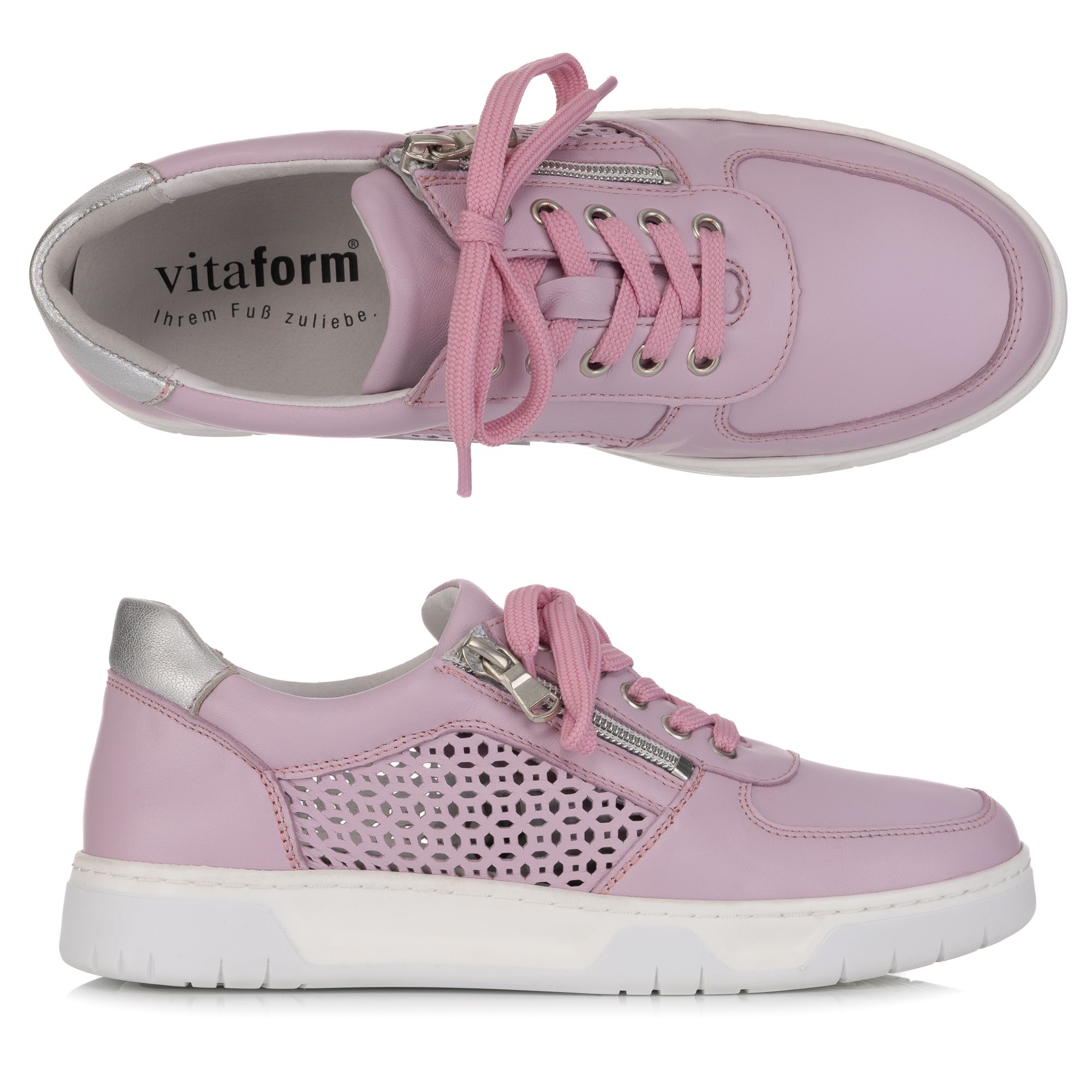 VITAFORM Damen-Sneaker Softnappa seitl. Reißverschluss überzogenes Fußbett