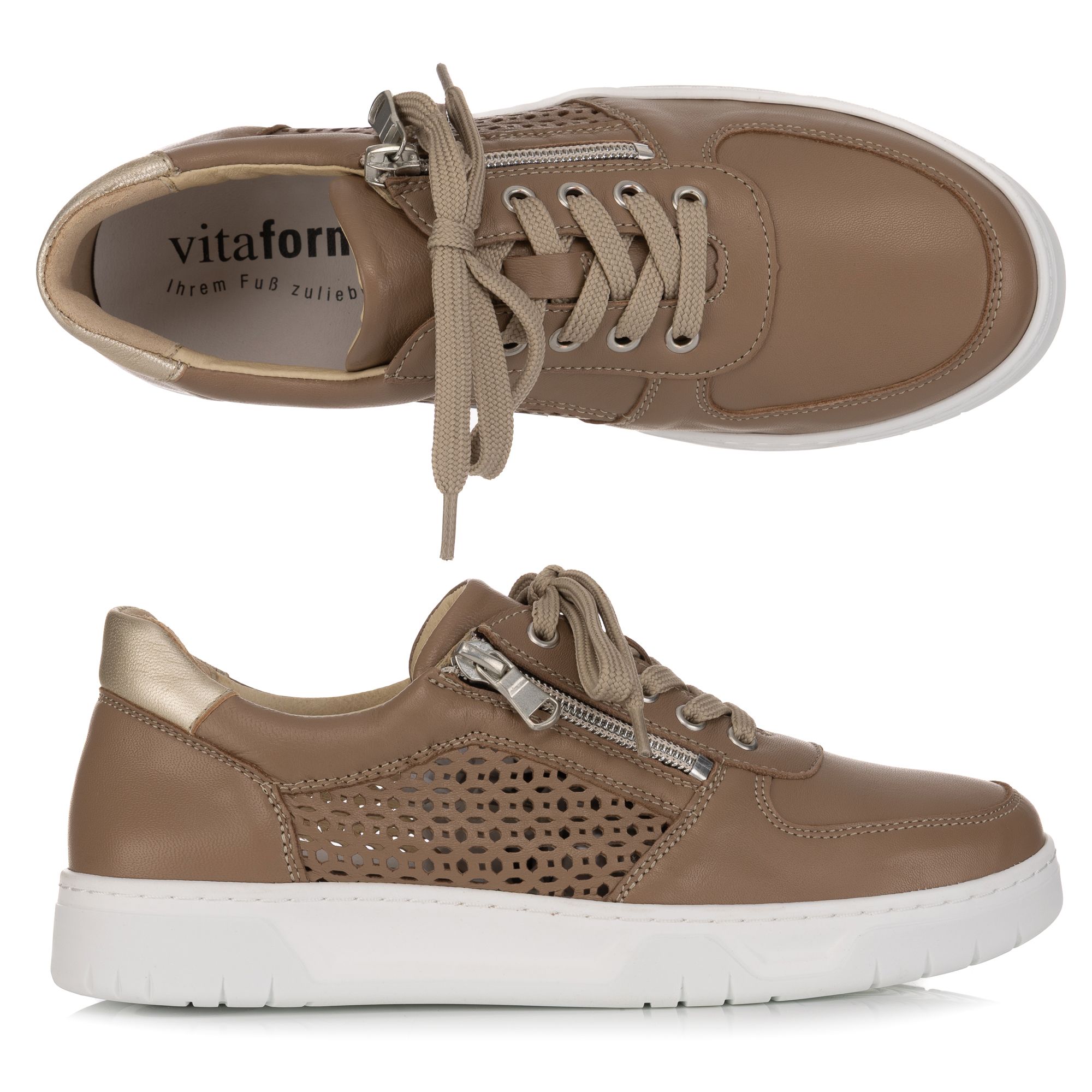 VITAFORM Damen-Sneaker Softnappa seitl. Reißverschluss überzogenes Fußbett