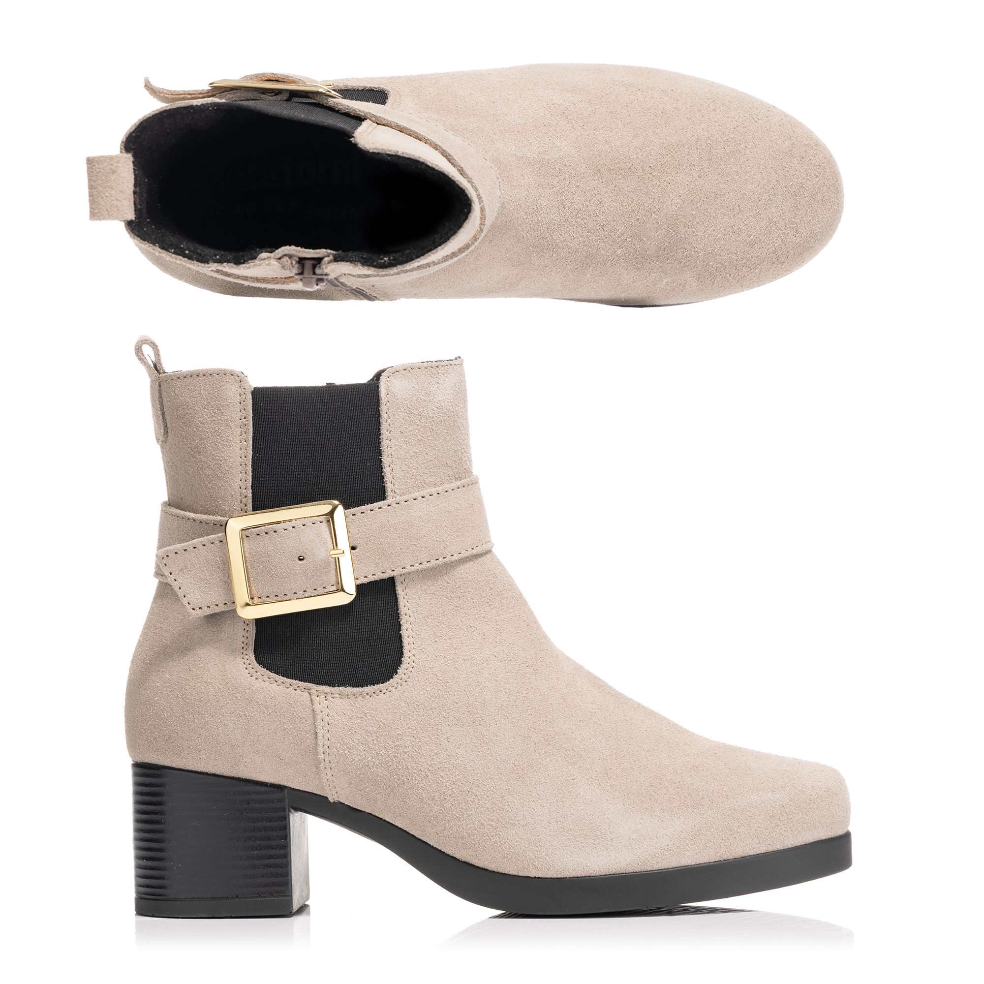 VITAFORM Damen-Stiefelette Veloursleder Chelsea-Look Sohle Luisa