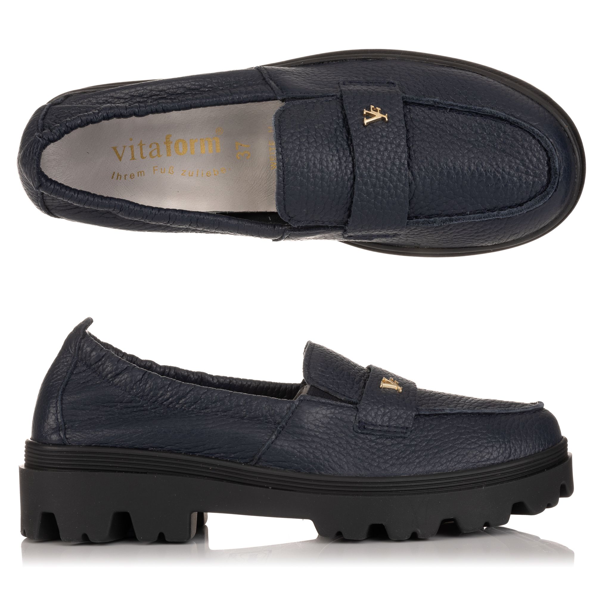 VITAFORM Damen-Slipper Hirschleder Schmuckniete Sohle Finja