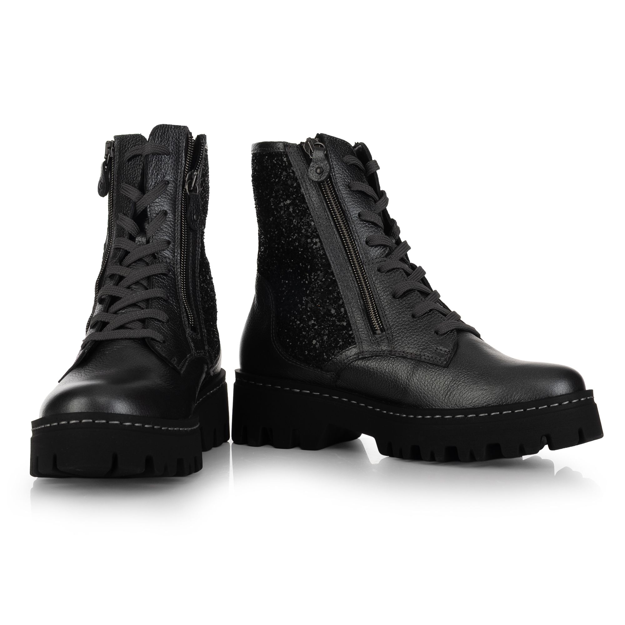 VITAFORM Damen-Stiefelette Leder/Glitzer Reißverschluss Profilsohle