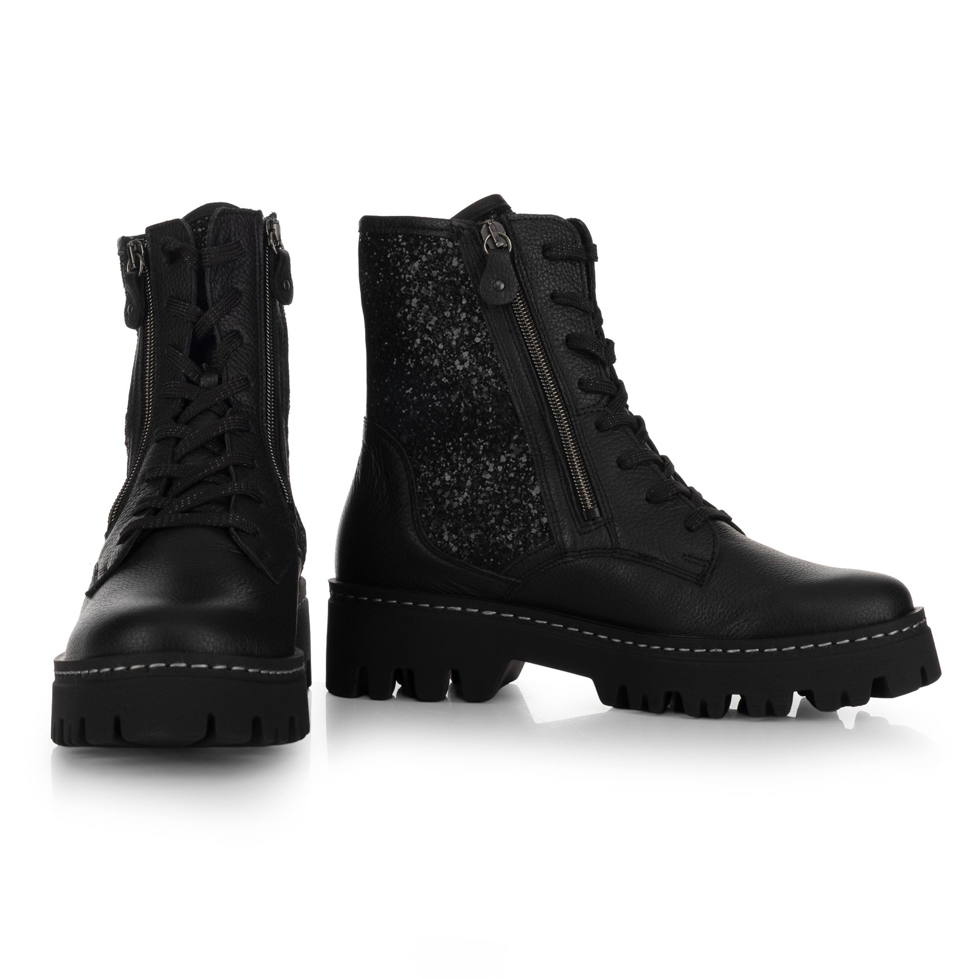 VITAFORM Damen-Stiefelette Leder/Glitzer Reißverschluss Profilsohle