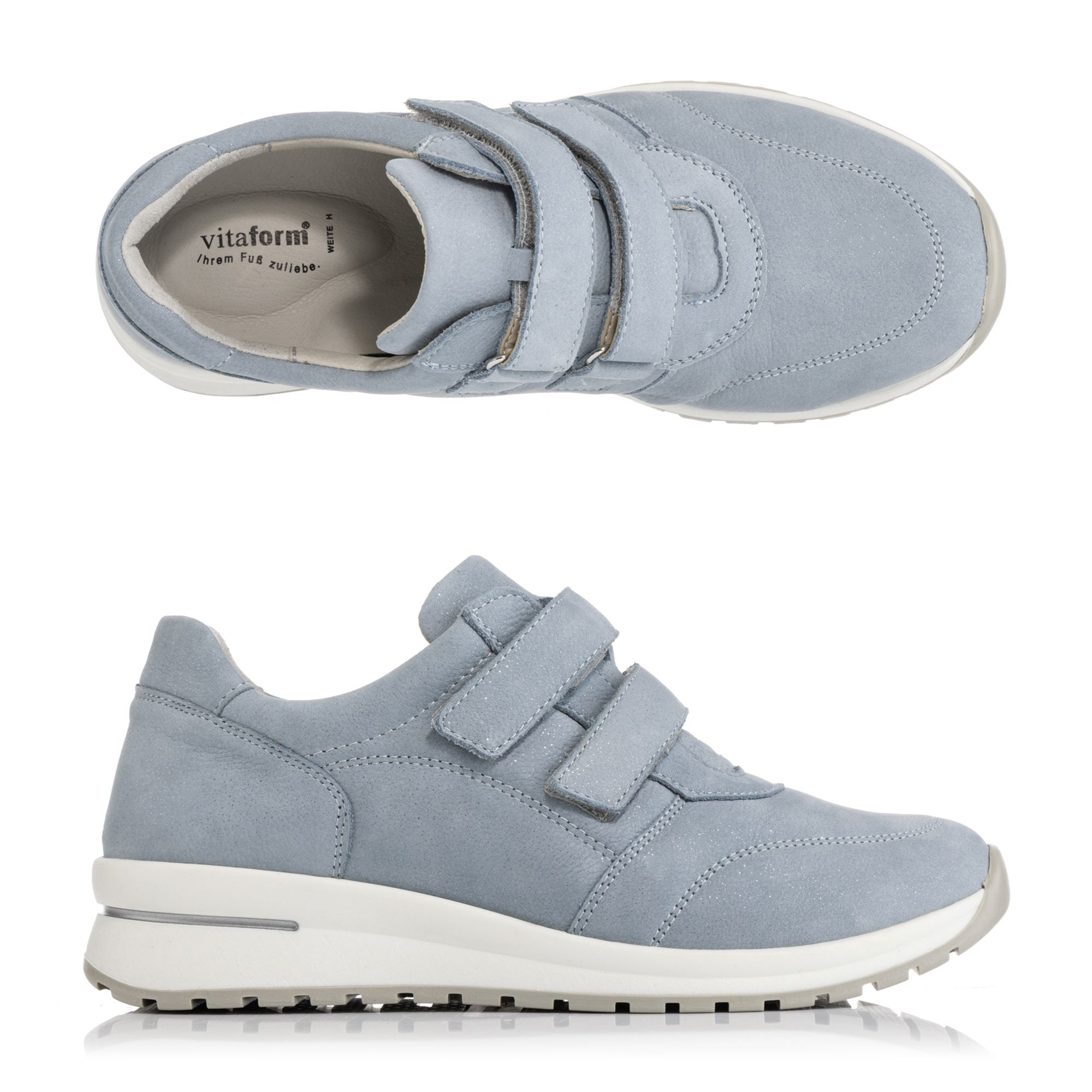 VITAFORM Damen-Sneaker Nubukleder Glitzer Sportsohle