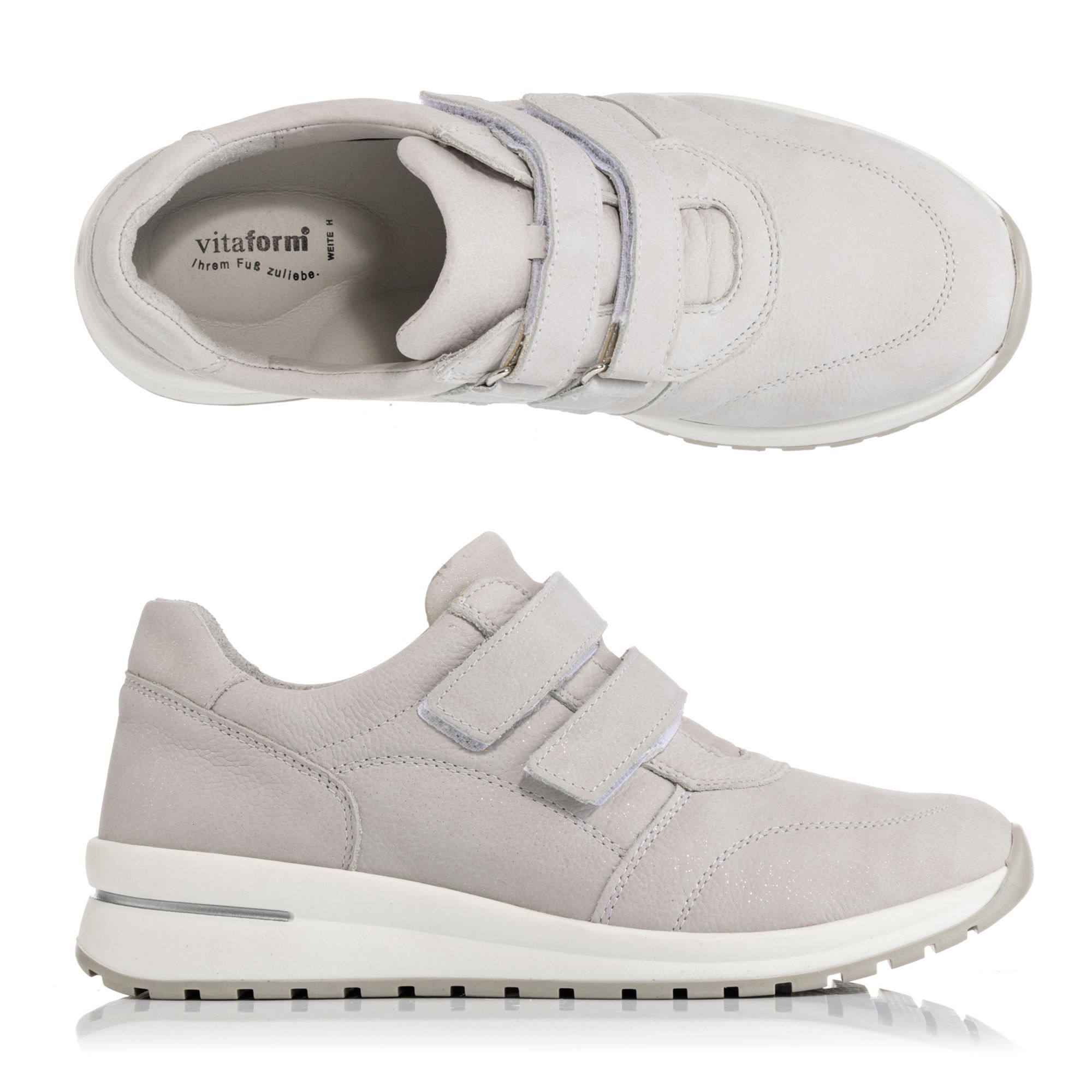 VITAFORM Damen-Sneaker Nubukleder Glitzer Sportsohle