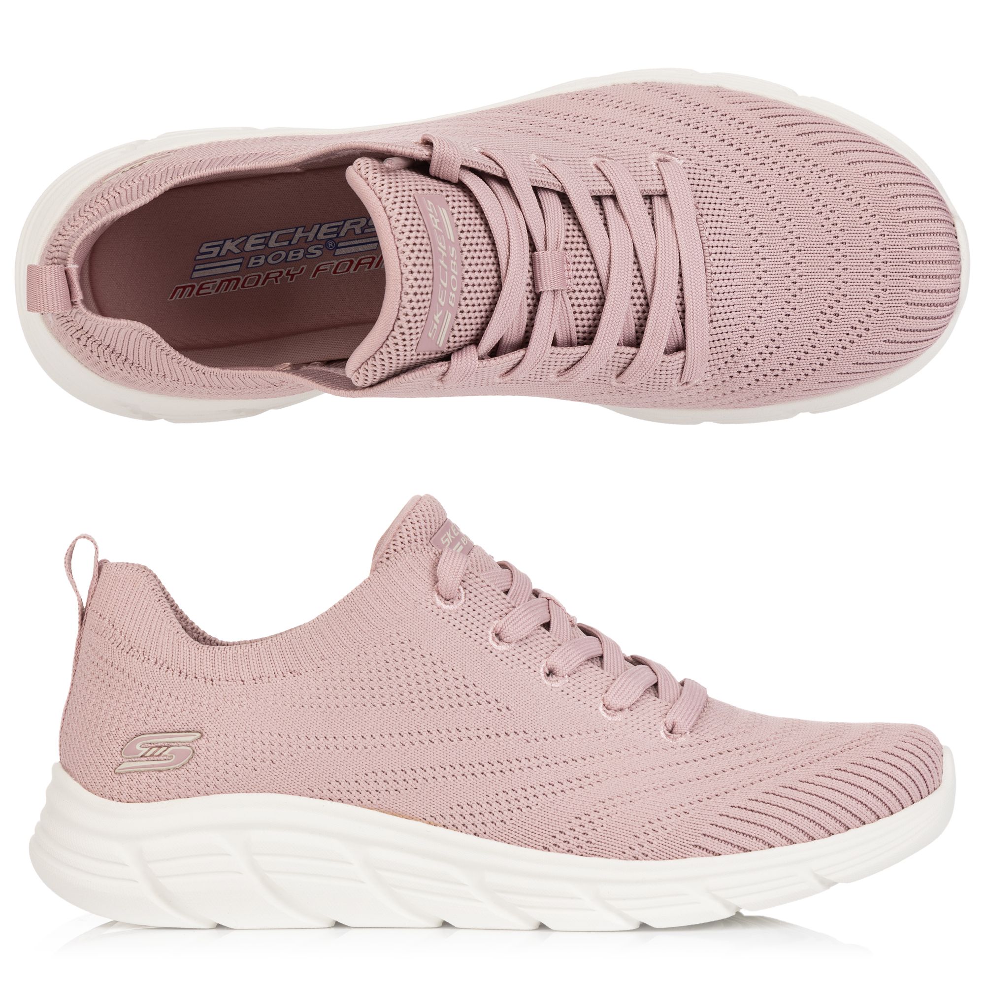 SKECHERS Damen-Sneaker Bobs B Flex Lo Strick Memory Foam