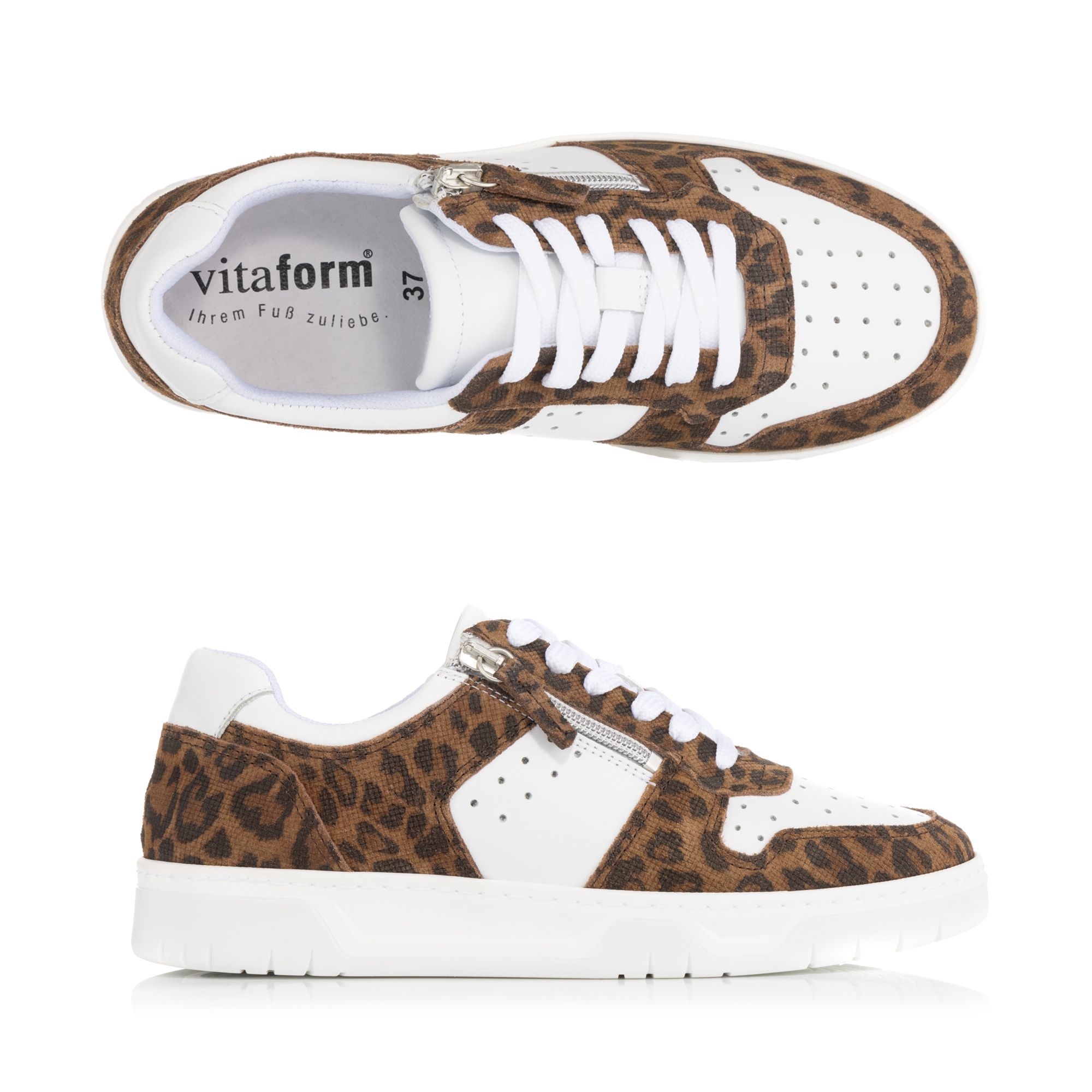 VITAFORM Damen-Sneaker Leder/Textil Reißverschluss Sohle Marla