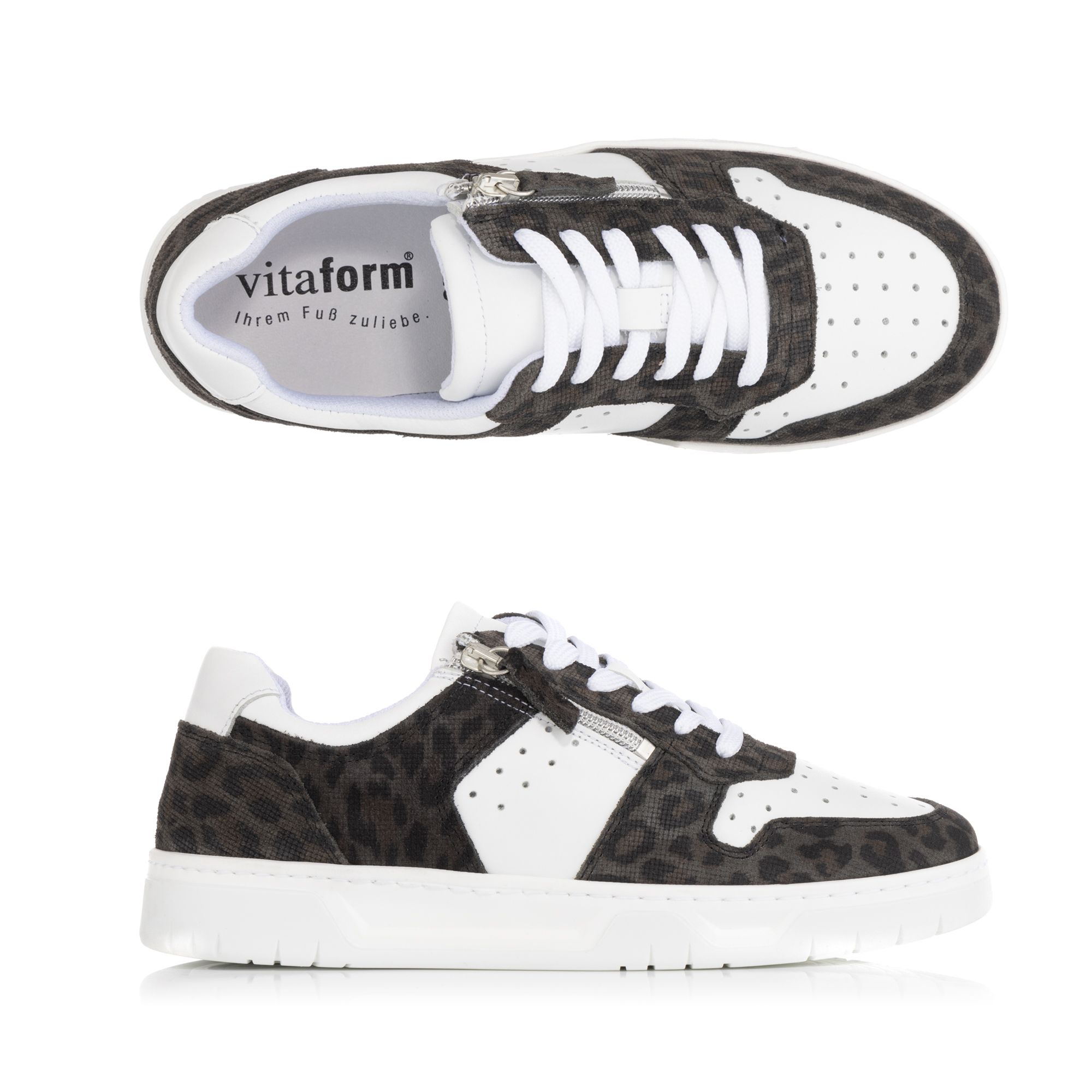 VITAFORM Damen-Sneaker Leder/Textil Reißverschluss Sohle Marla