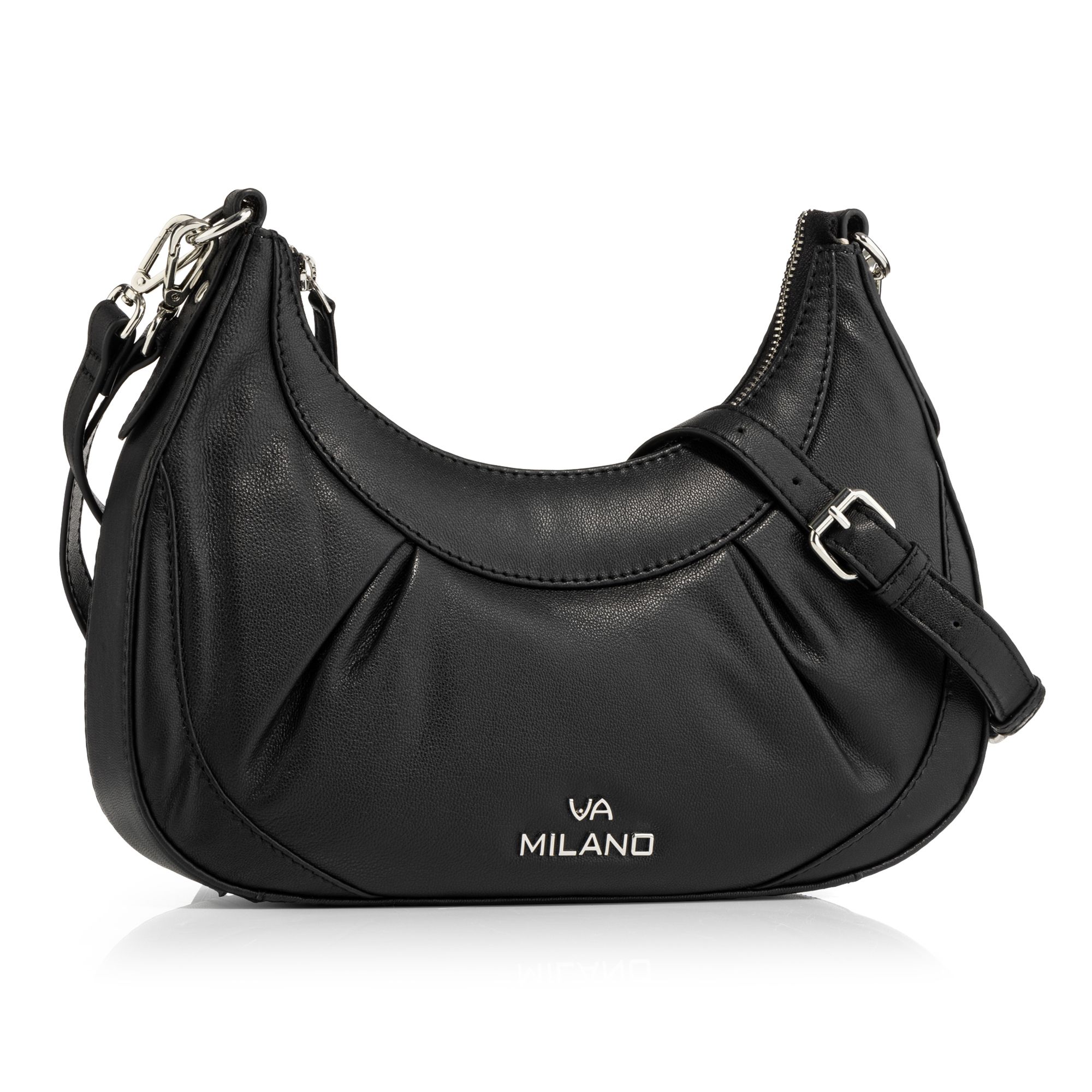 VIA MILANO Midi-Umhängetasche echt Leder diverse Fächer abnehmbarer Riemen