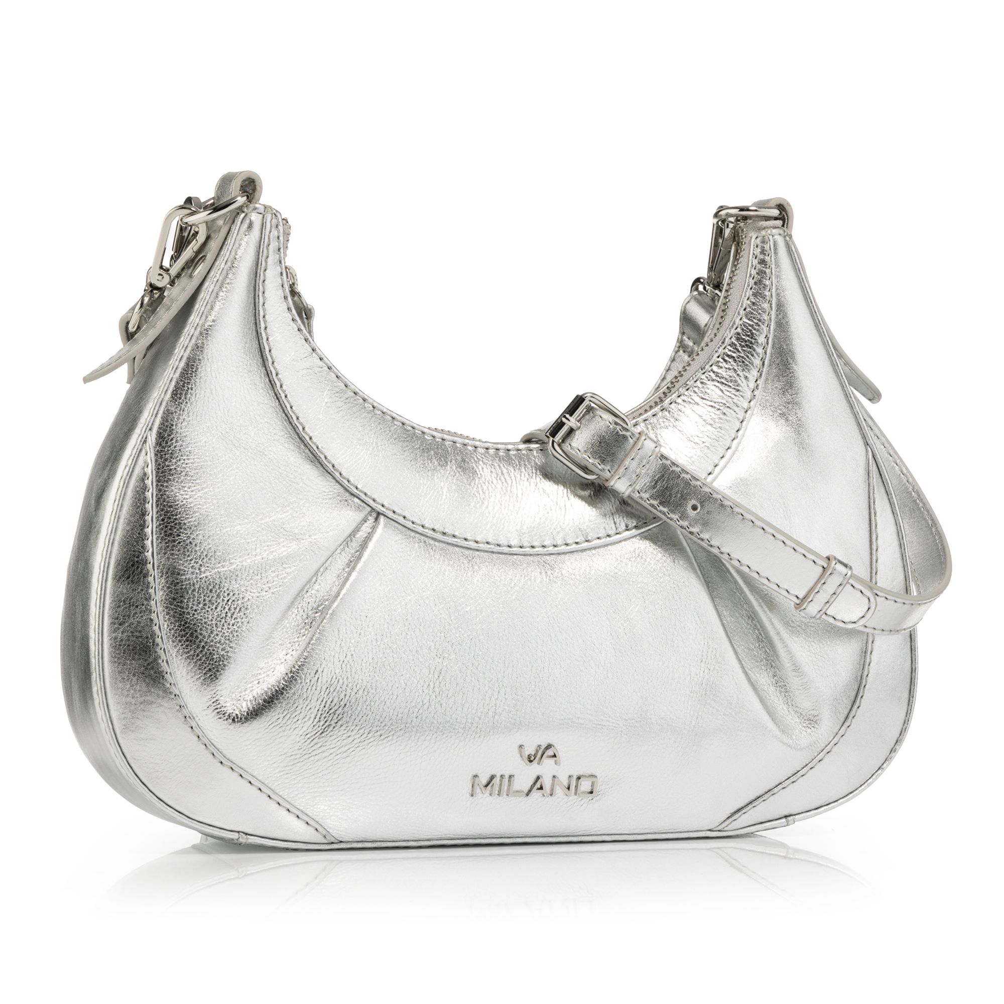 VIA MILANO Midi-Umhängetasche echt Leder diverse Fächer abnehmbarer Riemen