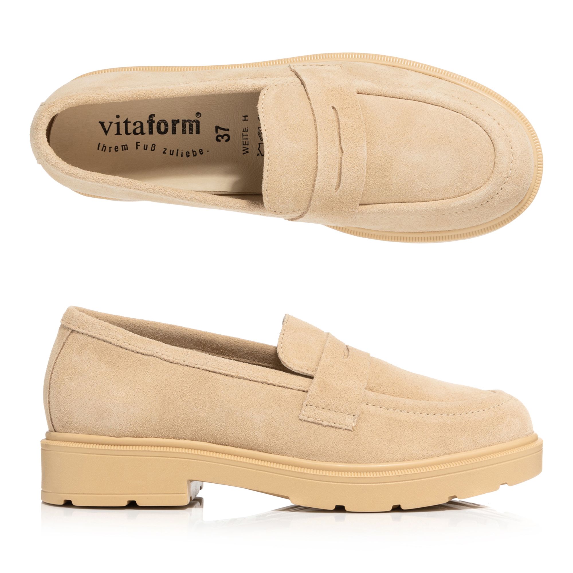 VITAFORM Damen-Slipper Veloursleder Shock Absorber Sohle Svenja