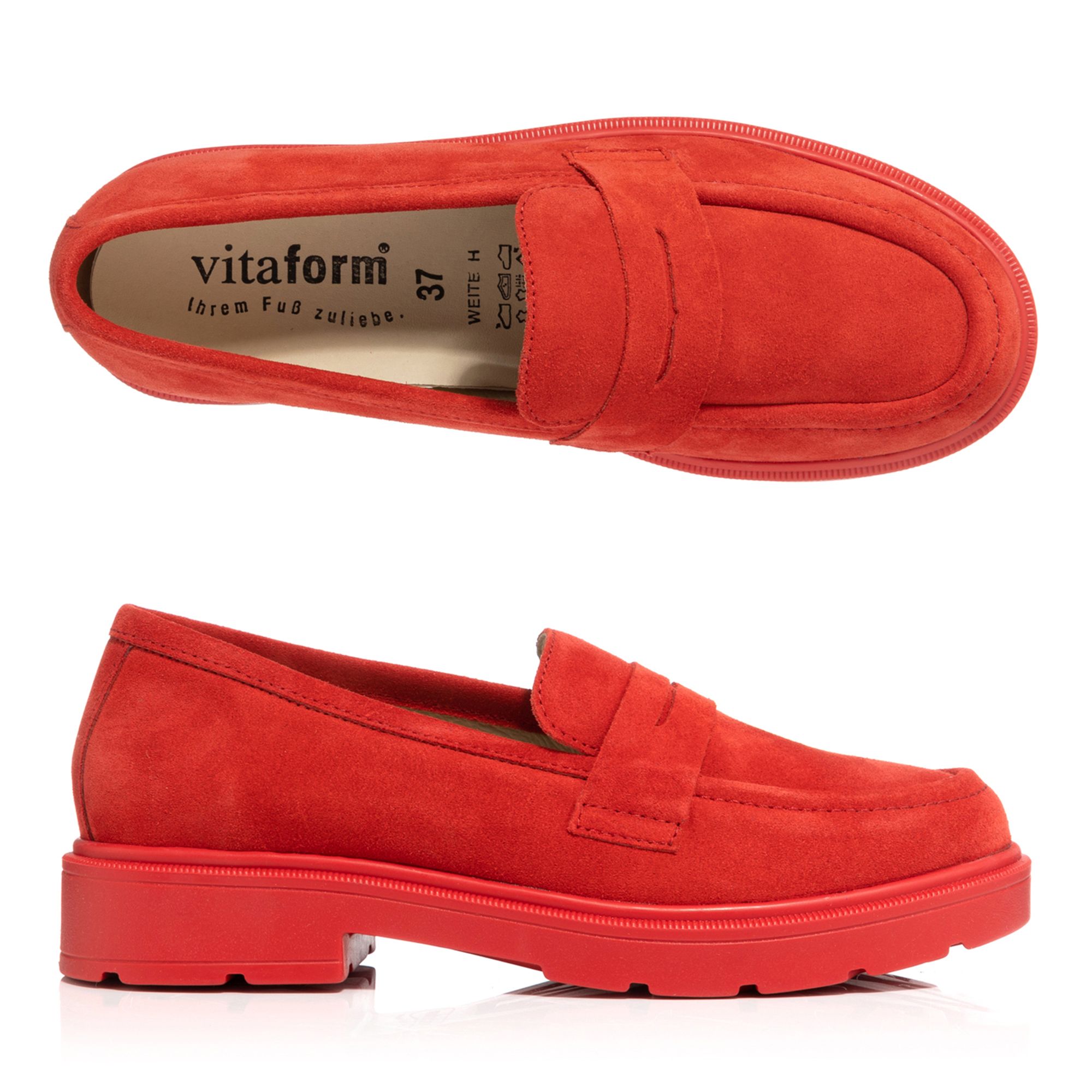 VITAFORM Damen-Slipper Veloursleder Shock Absorber Sohle Svenja