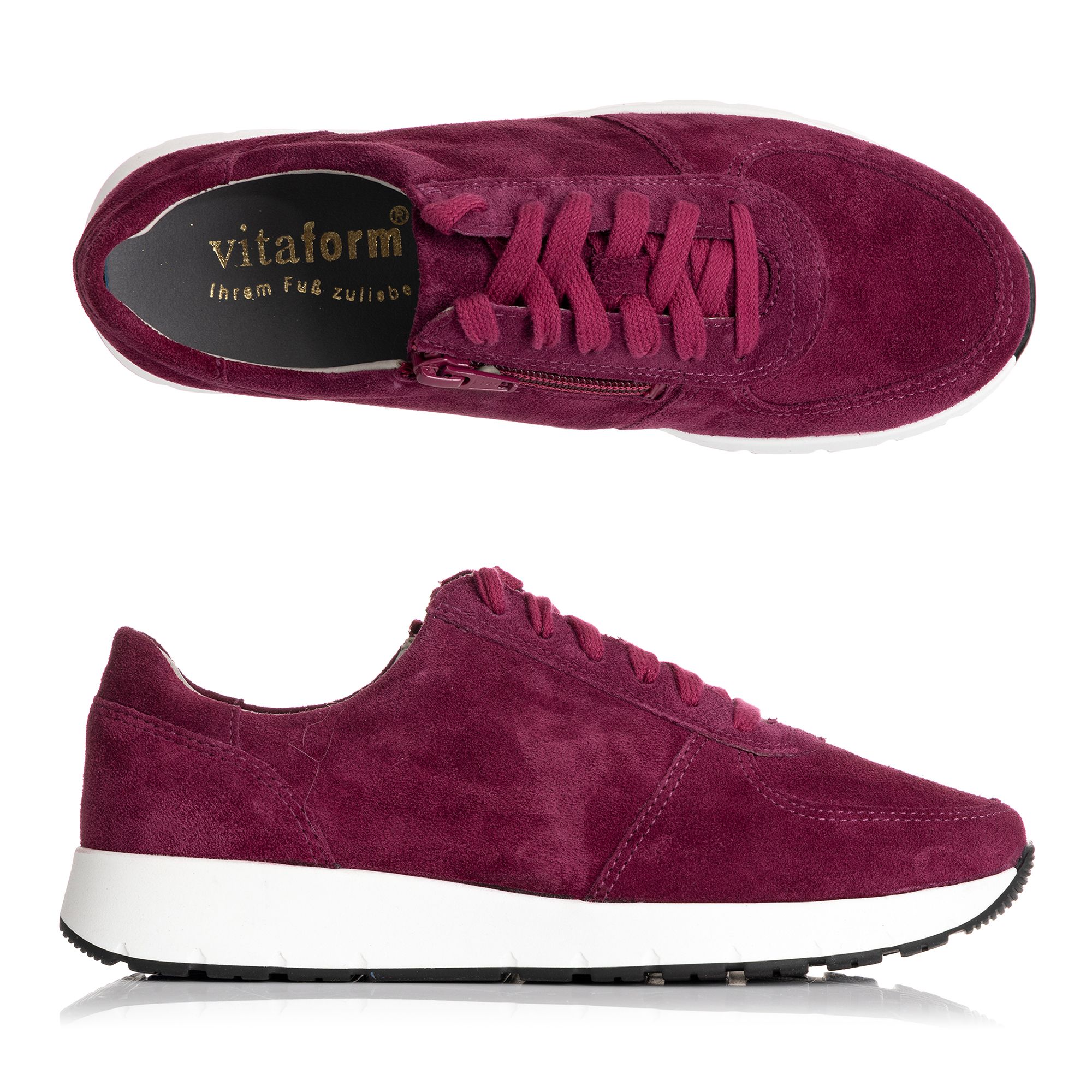 VITAFORM Damen-Sneaker Veloursleder Reißverschluss Sohle Nele