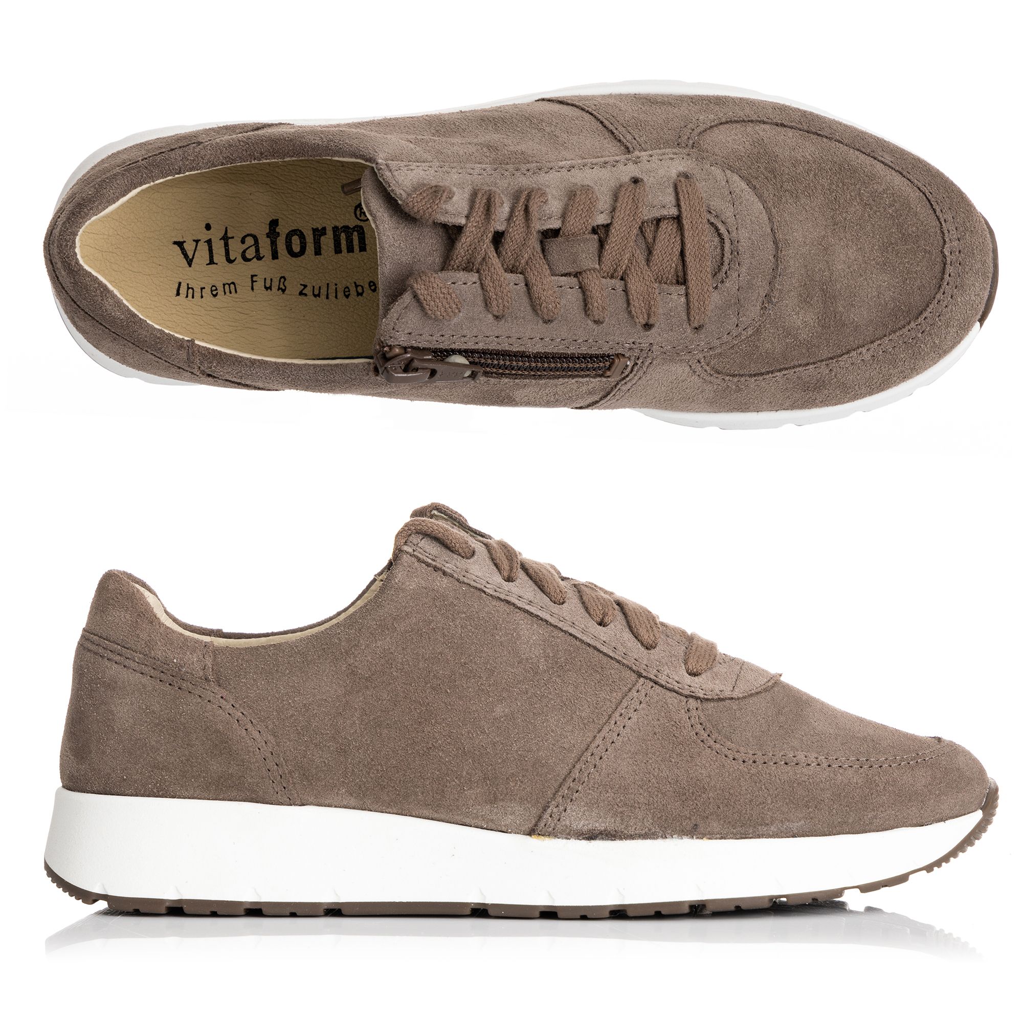 VITAFORM Damen-Sneaker Veloursleder Reißverschluss Sohle Nele