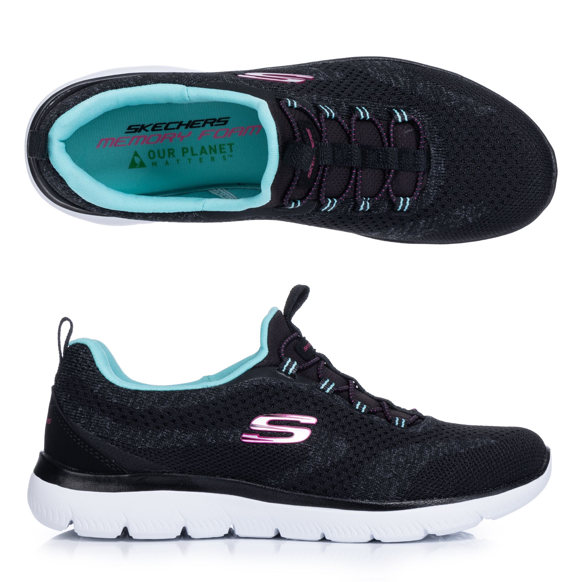  SKECHERS Damen-Slipper Summits New Nature Bungeeschnürung Memory Foam