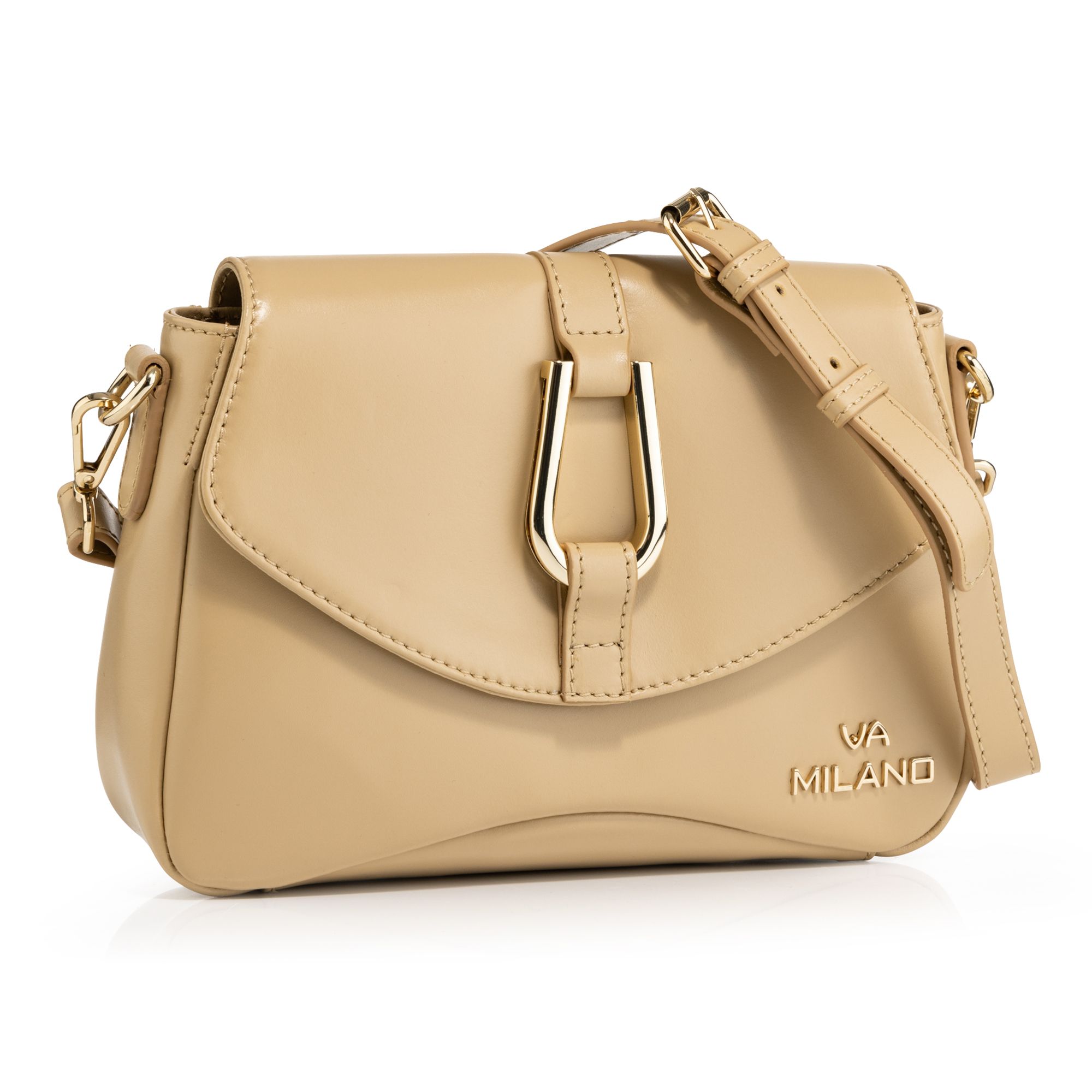 VIA MILANO Midi-Umhängetasche echt Leder diverse Fächer abnehmbarer Riemen