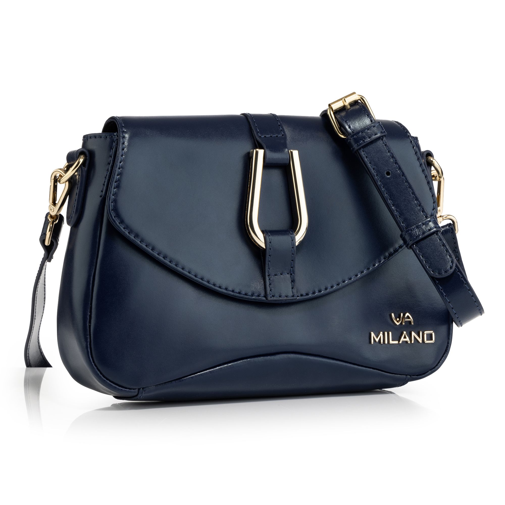 VIA MILANO Midi-Umhängetasche echt Leder diverse Fächer abnehmbarer Riemen