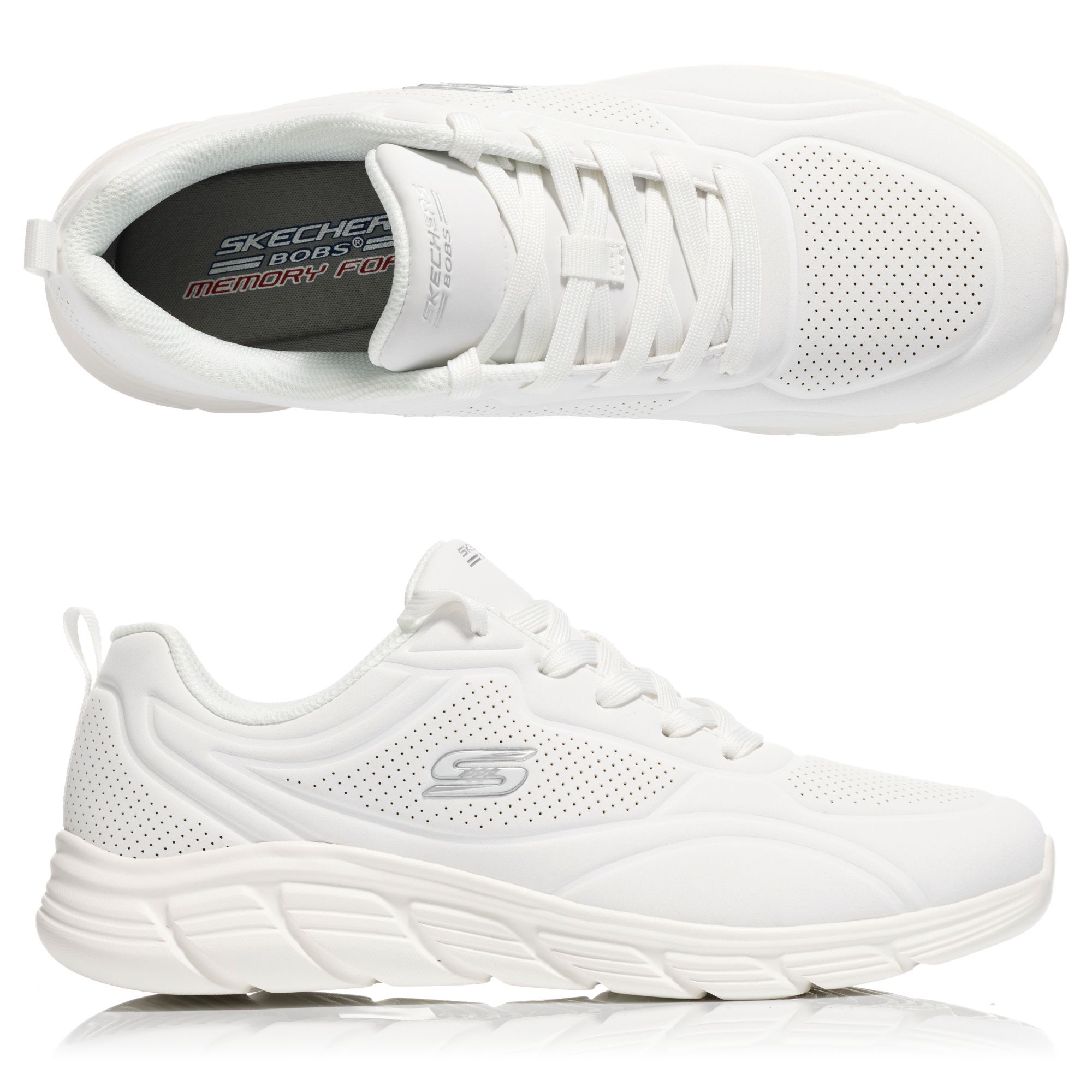 SKECHERS Damen-Sneaker Bobs Sport B Flex Lederimitat Memory Foam