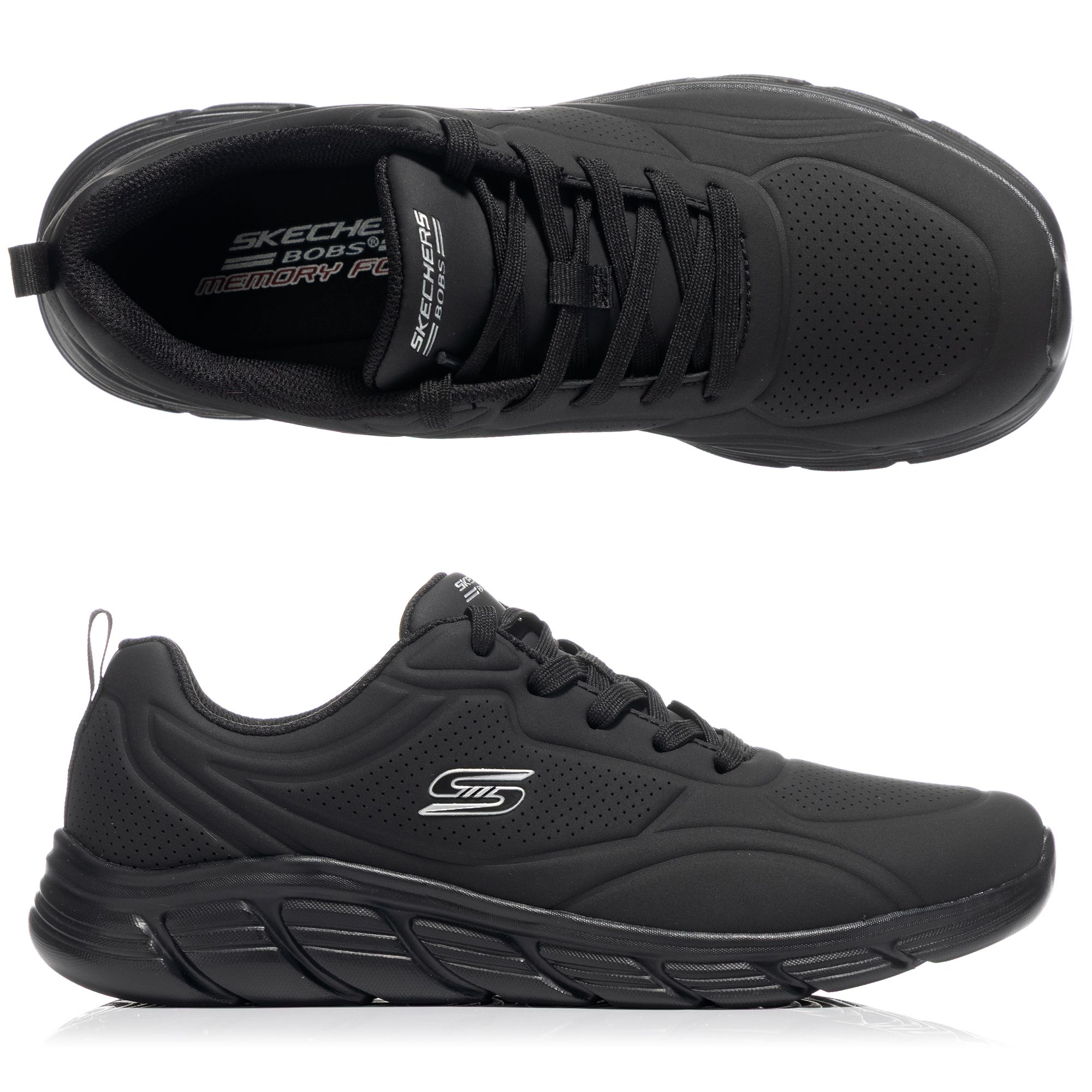SKECHERS Damen-Sneaker Bobs Sport B Flex Lederimitat Memory Foam
