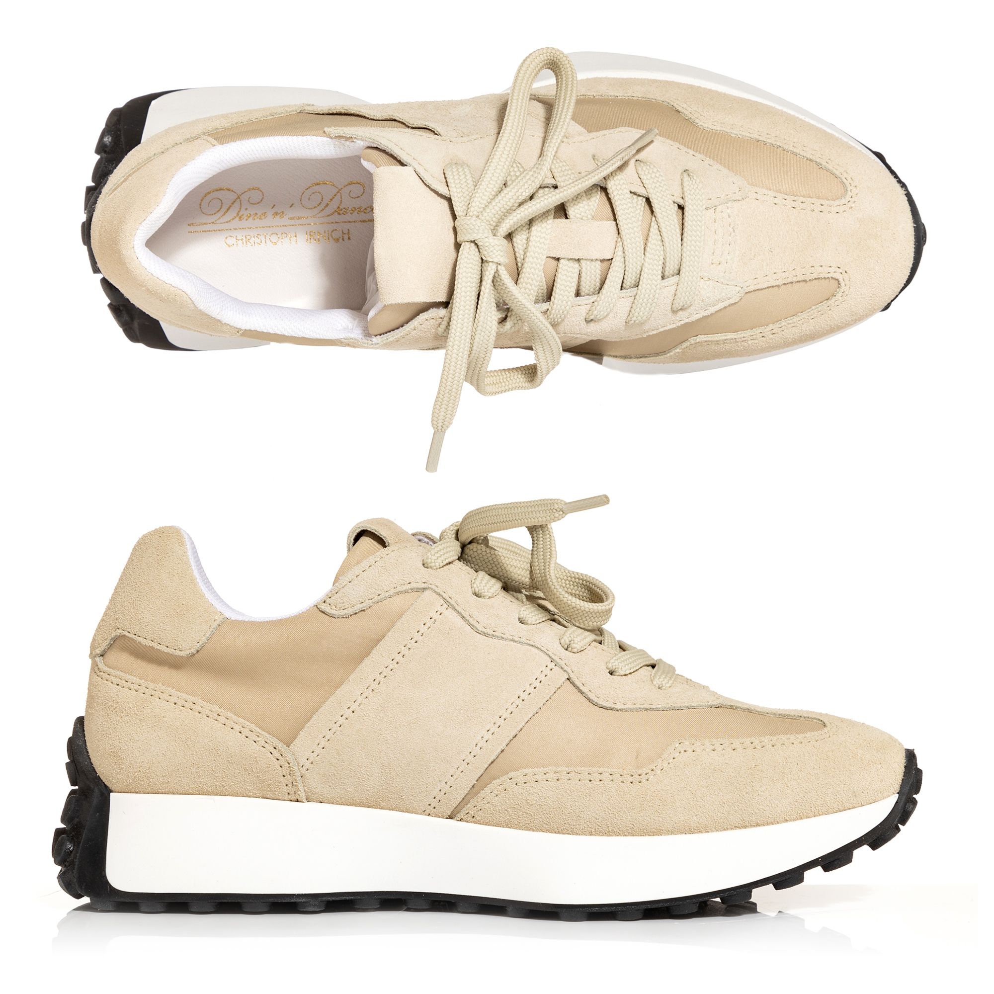 DINE 'N' DANCE Damen-Sneaker Materialmix Schnürung Innensohle gepolstert