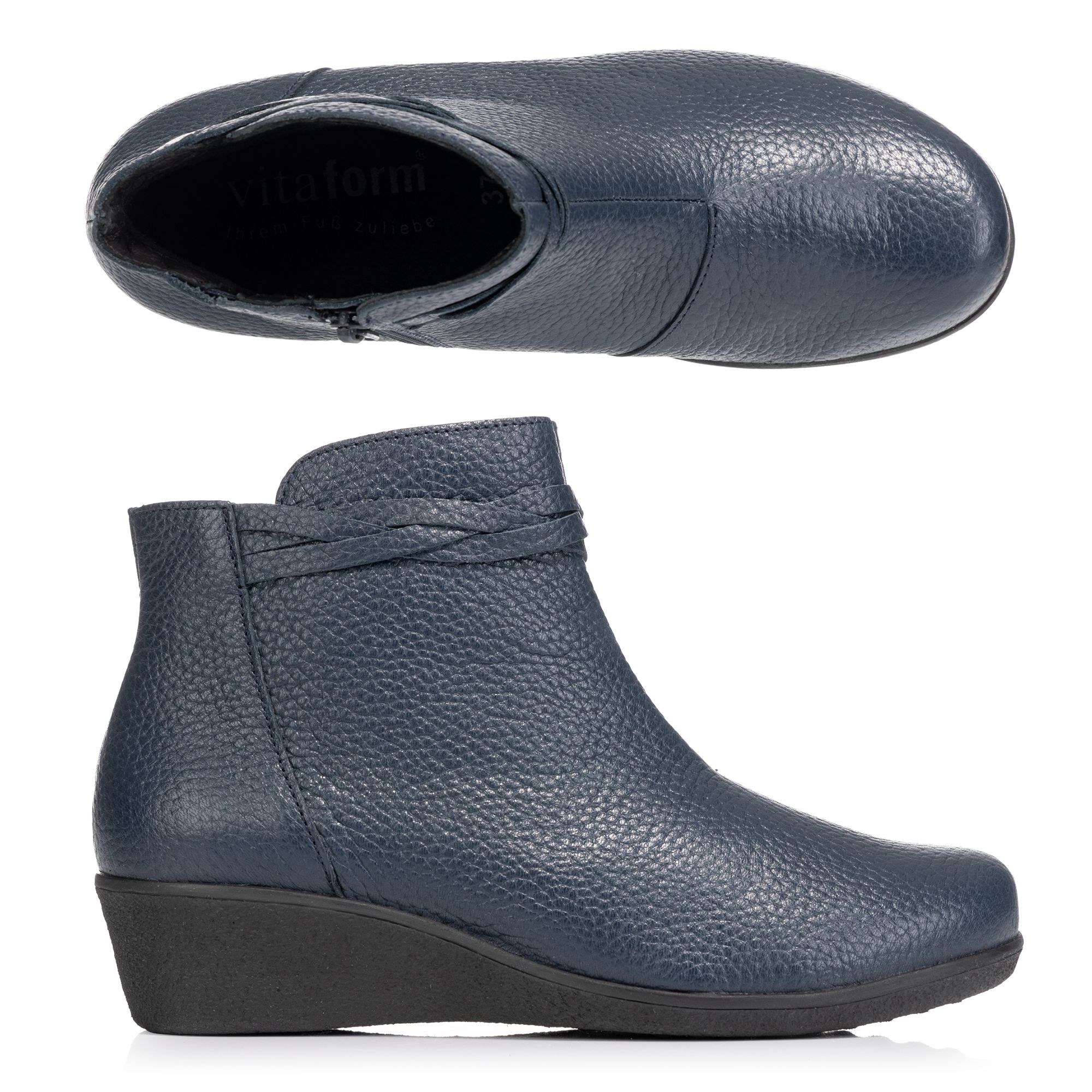 VITAFORM Damen-Stiefelette Hirschleder Flechtriemen Sohle Heidrun