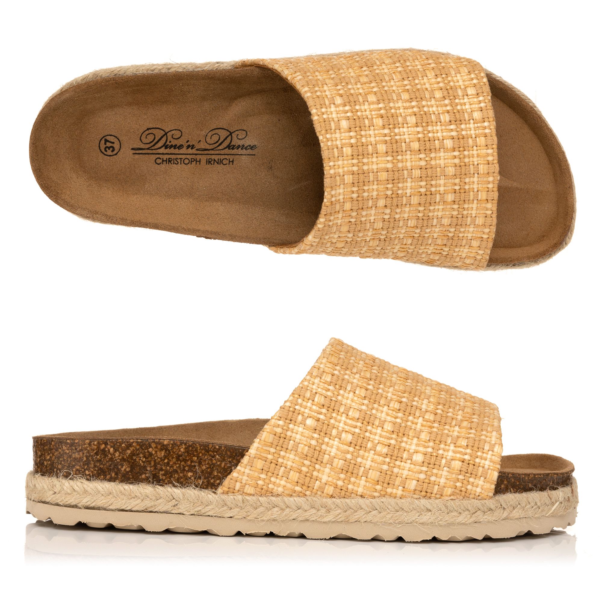 DINE 'N' DANCE Damen-Pantolette Textil Super-Soft-Fußbett