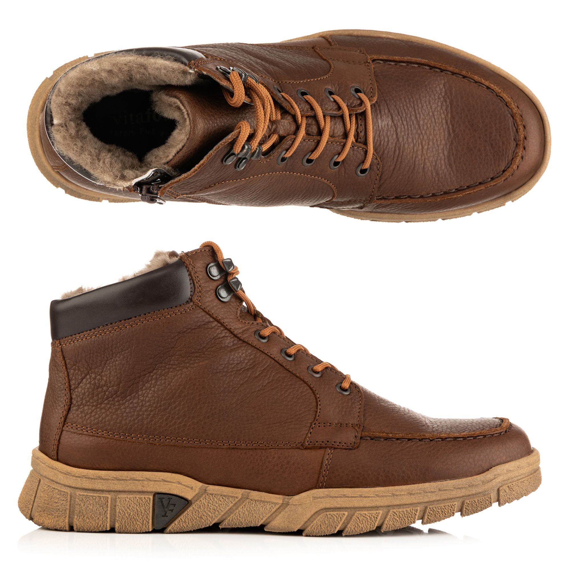 VITAFORM Herren-Stiefel Nappaleder Reißverschluss innen Lammfellfutter