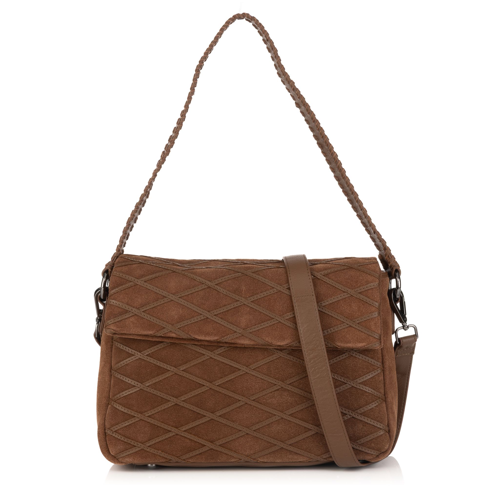 DAWID by Dawid Tomaszewski Überschlagtasche echt Leder Mix Rautensteppung