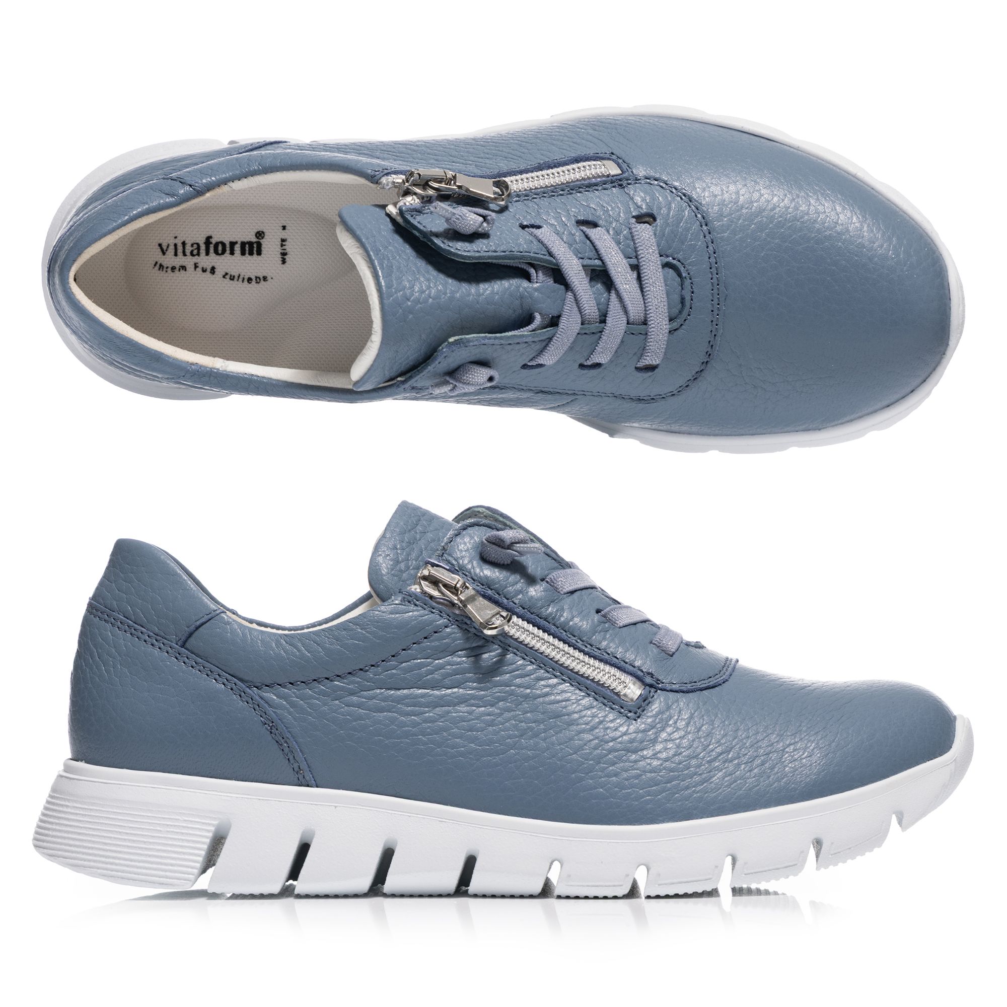 VITAFORM Damen-Sneaker Hirschleder Bungee-Schnürung Leichtsohle