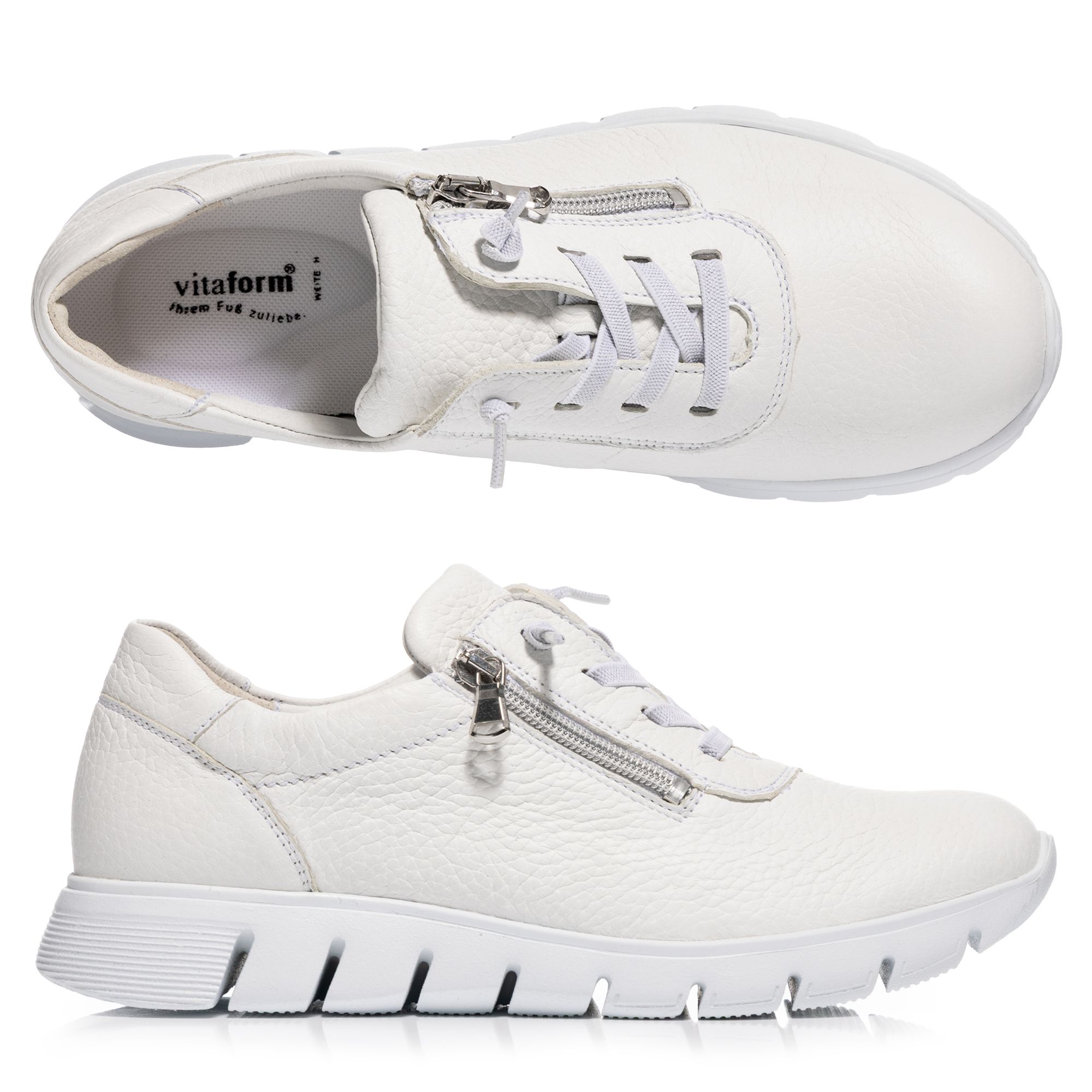 VITAFORM Damen-Sneaker Hirschleder Bungee-Schnürung Leichtsohle