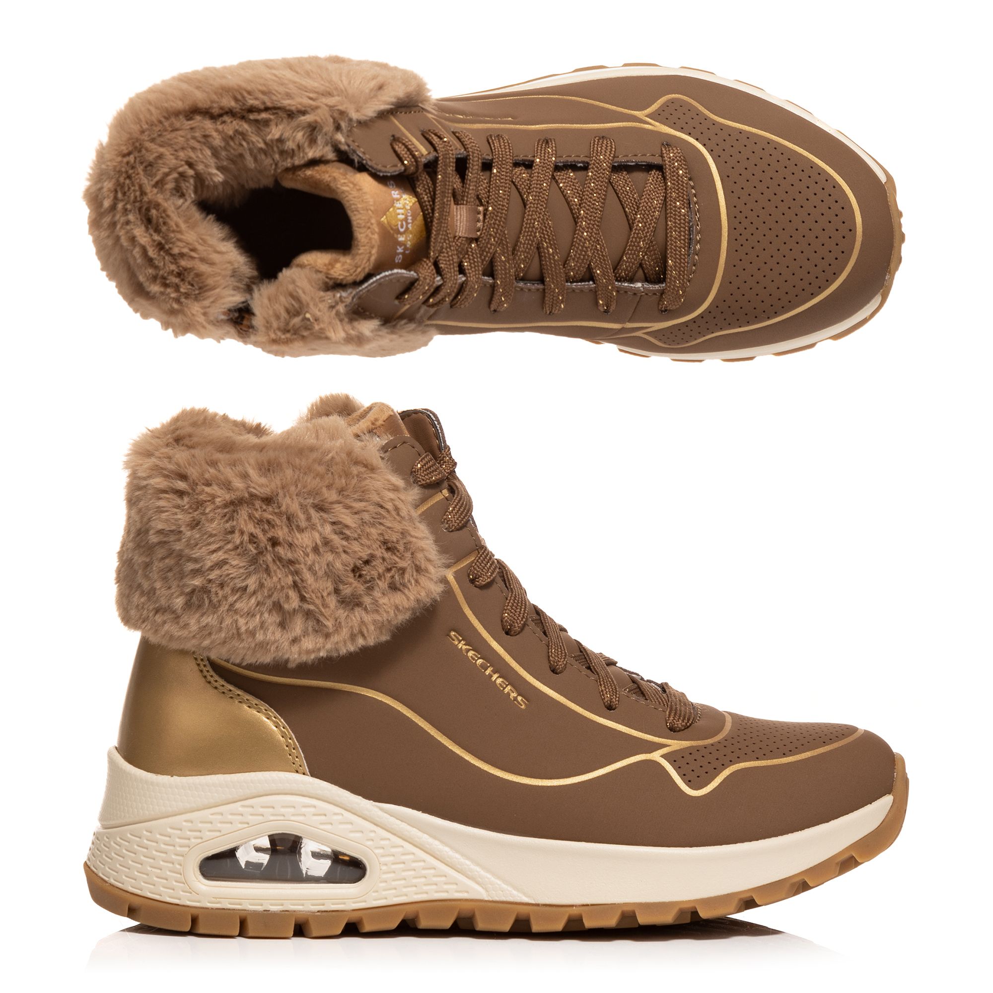 SKECHERS Damen-Stiefelette Uno Rugged Materialmix Memory Foam