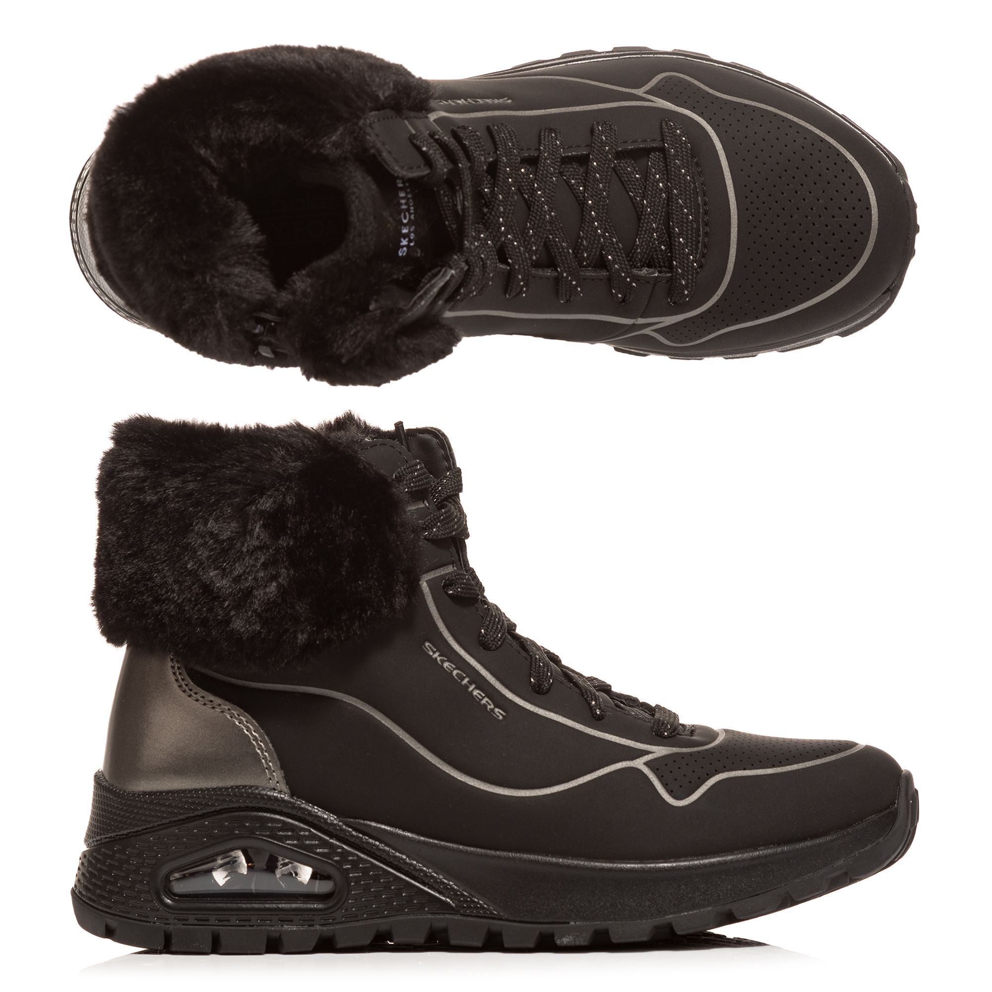 SKECHERS Damen-Stiefelette Uno Rugged Materialmix Memory Foam