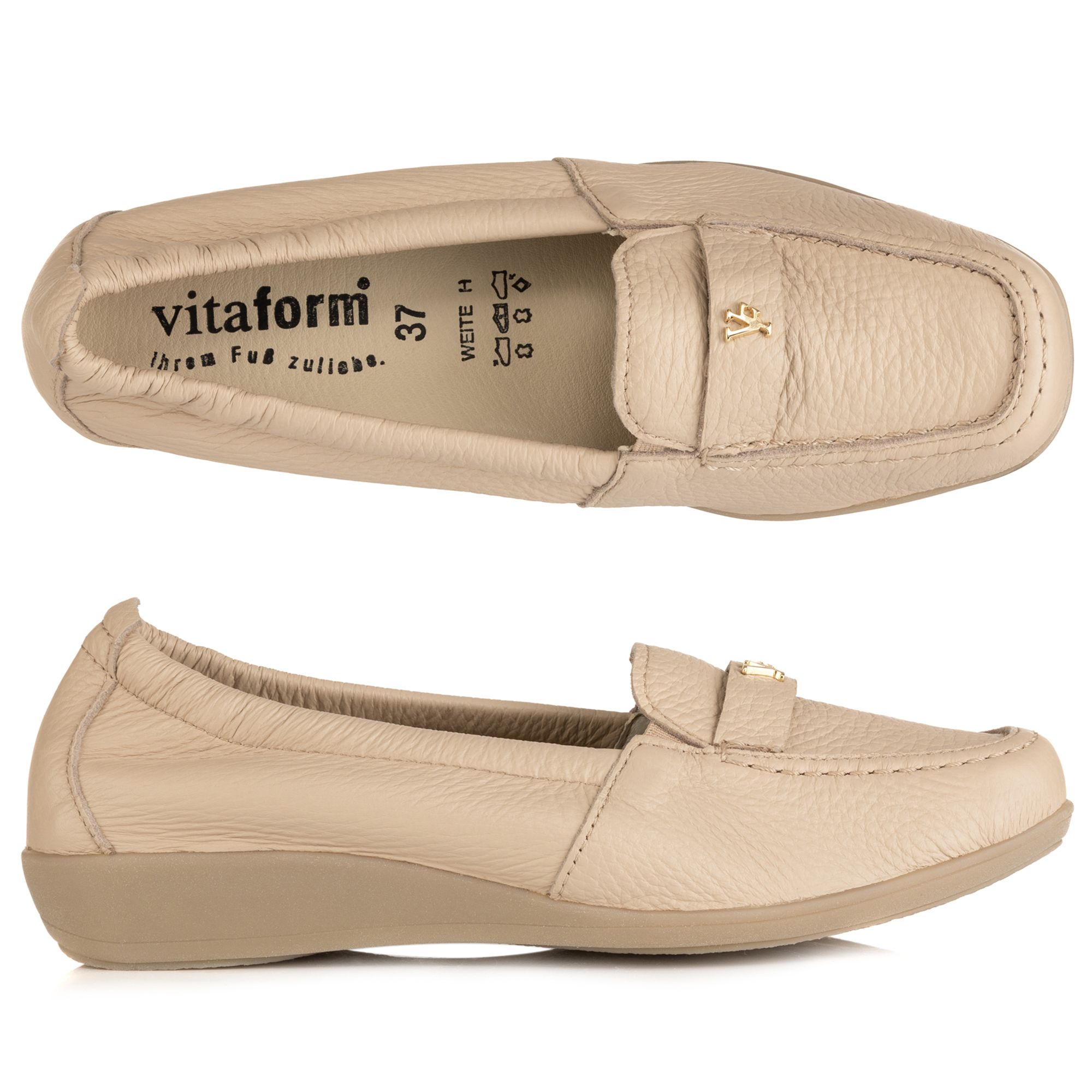 VITAFORM Damen-Mokassin Hirschleder Schmuckniete Sohle Hilka