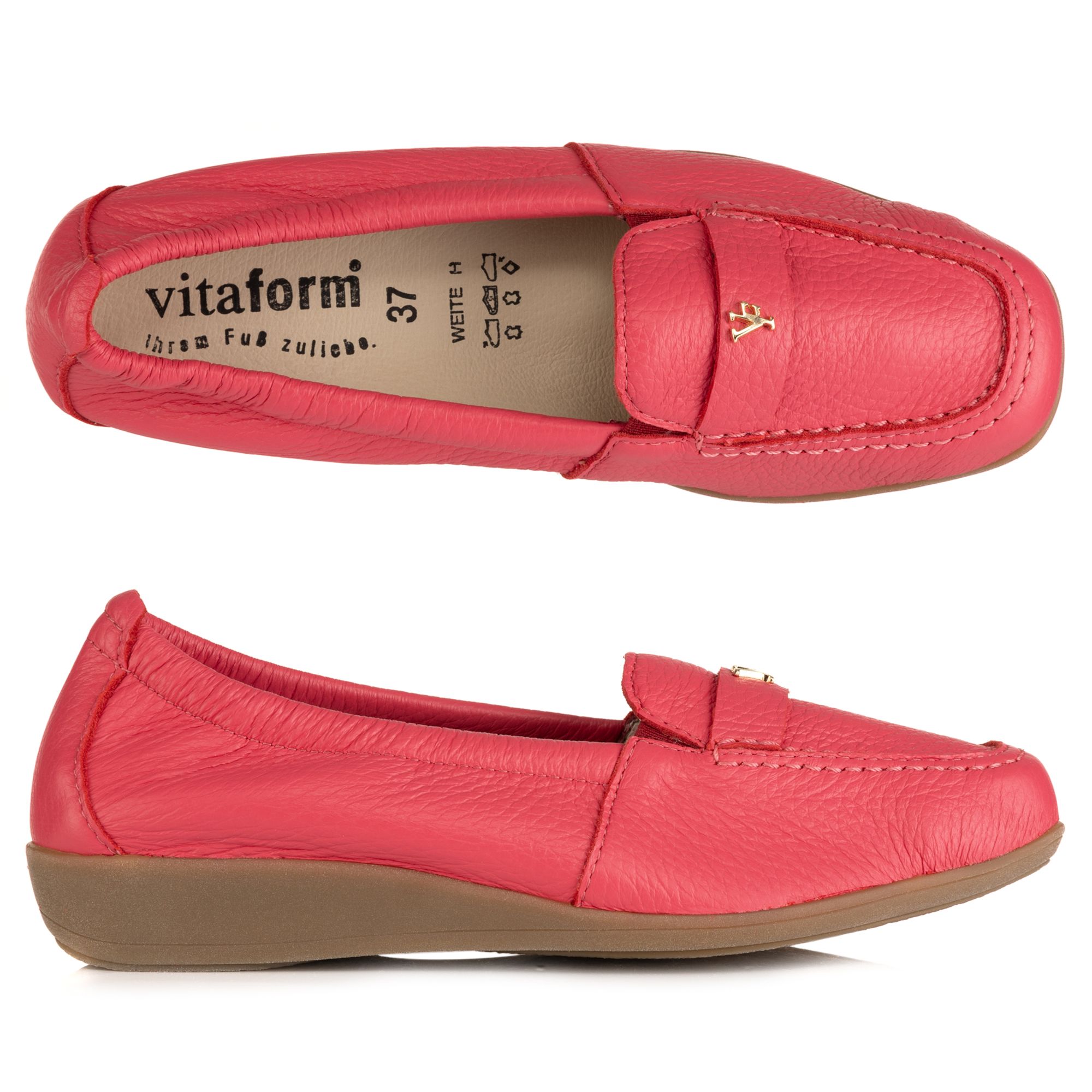 VITAFORM Damen-Mokassin Hirschleder Schmuckniete Sohle Hilka